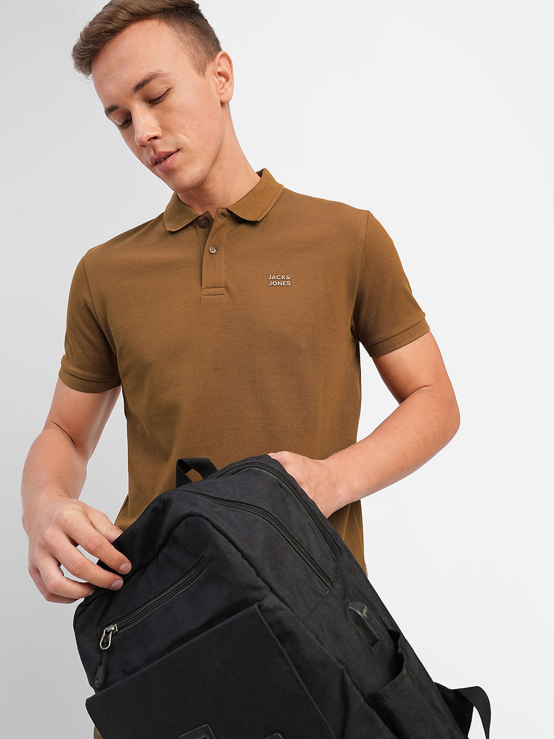 Dark Brown Polo Neck T-shirt - S