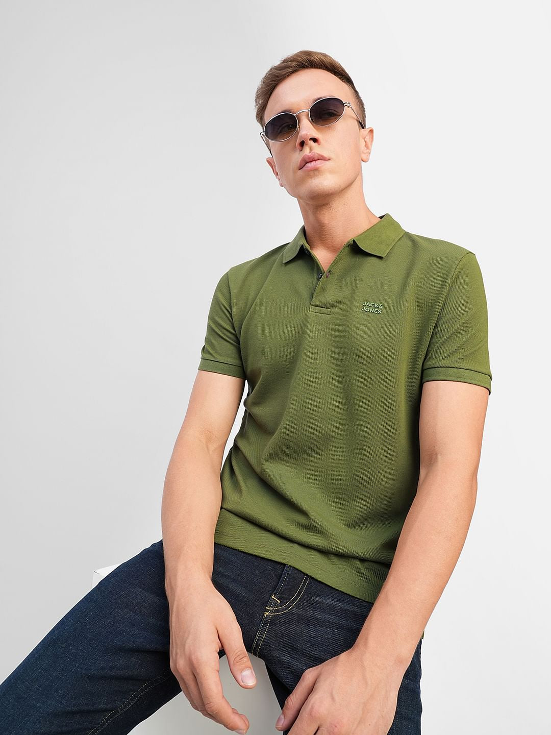 Green Polo Neck T-shirt - S