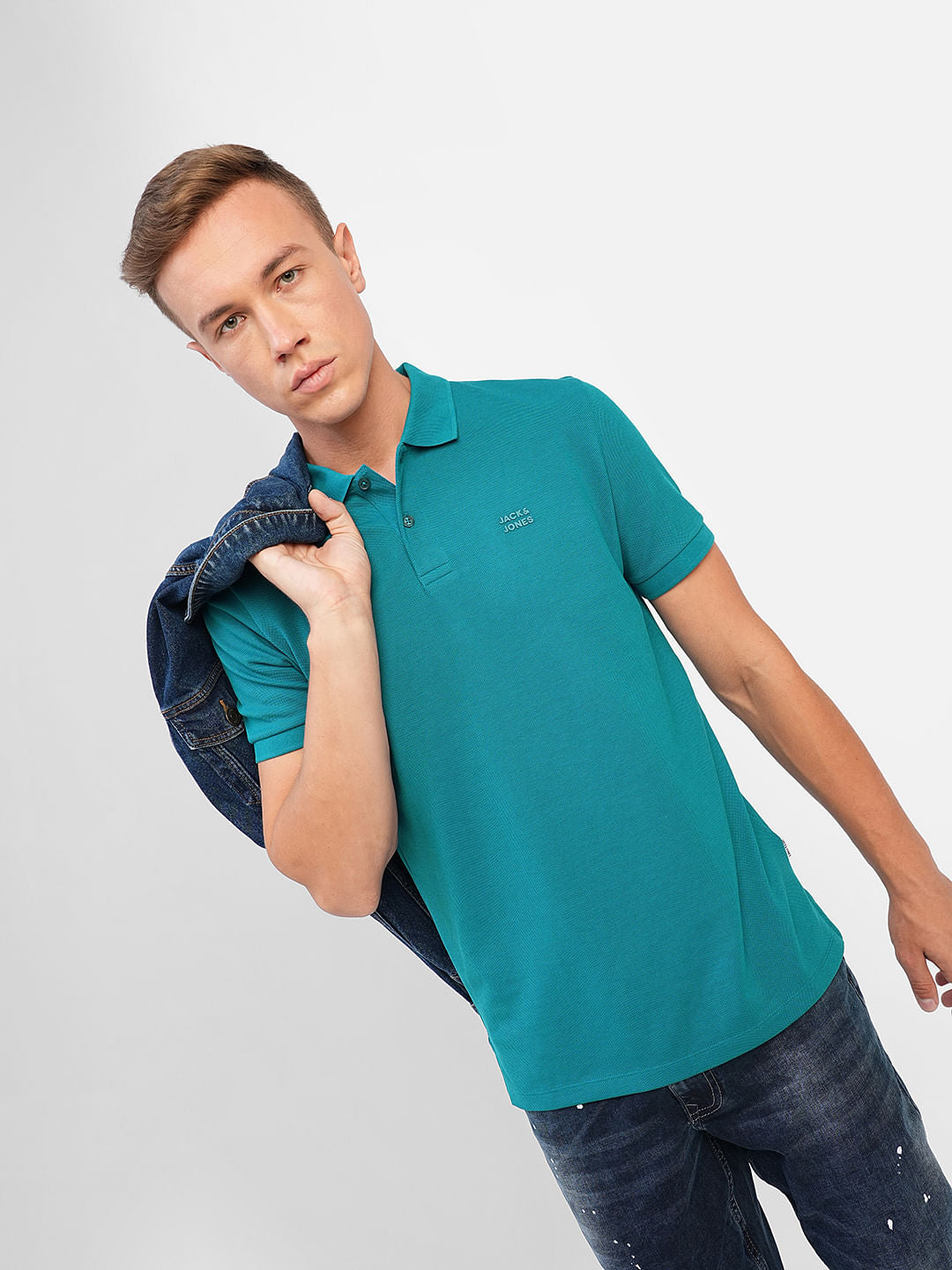 Blue Polo Neck T-shirt - S