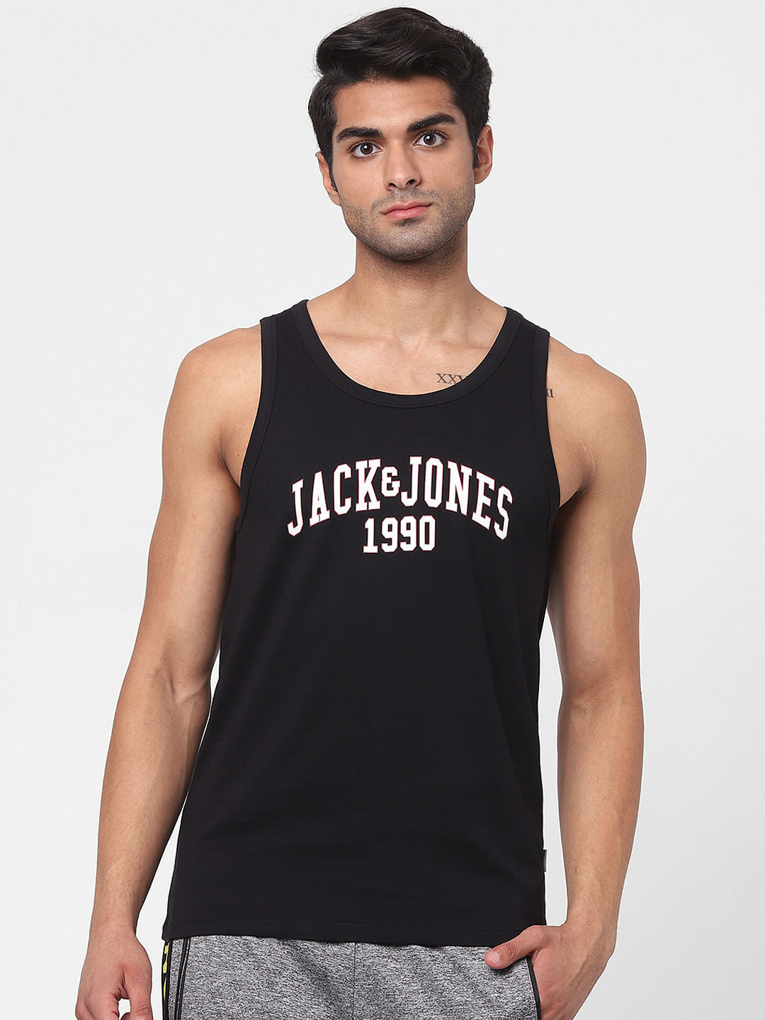 Black Logo Print Vest