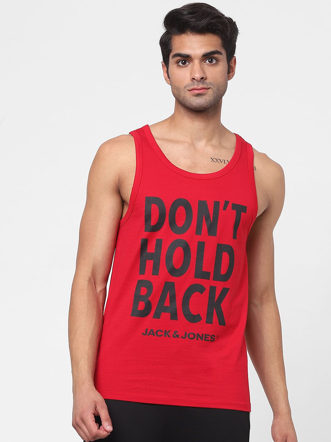 Red Slogan Print Vest