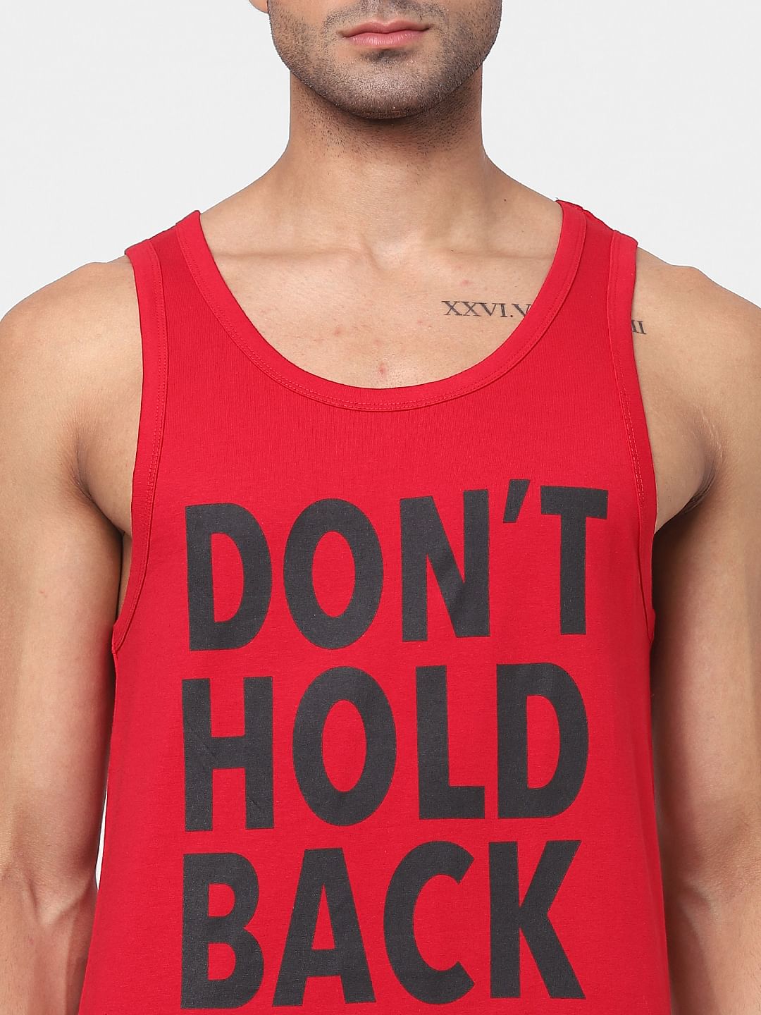 Red Slogan Print Vest