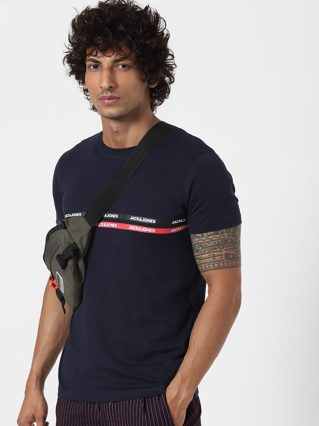 Blue Logo Print Crew Neck T-shirt