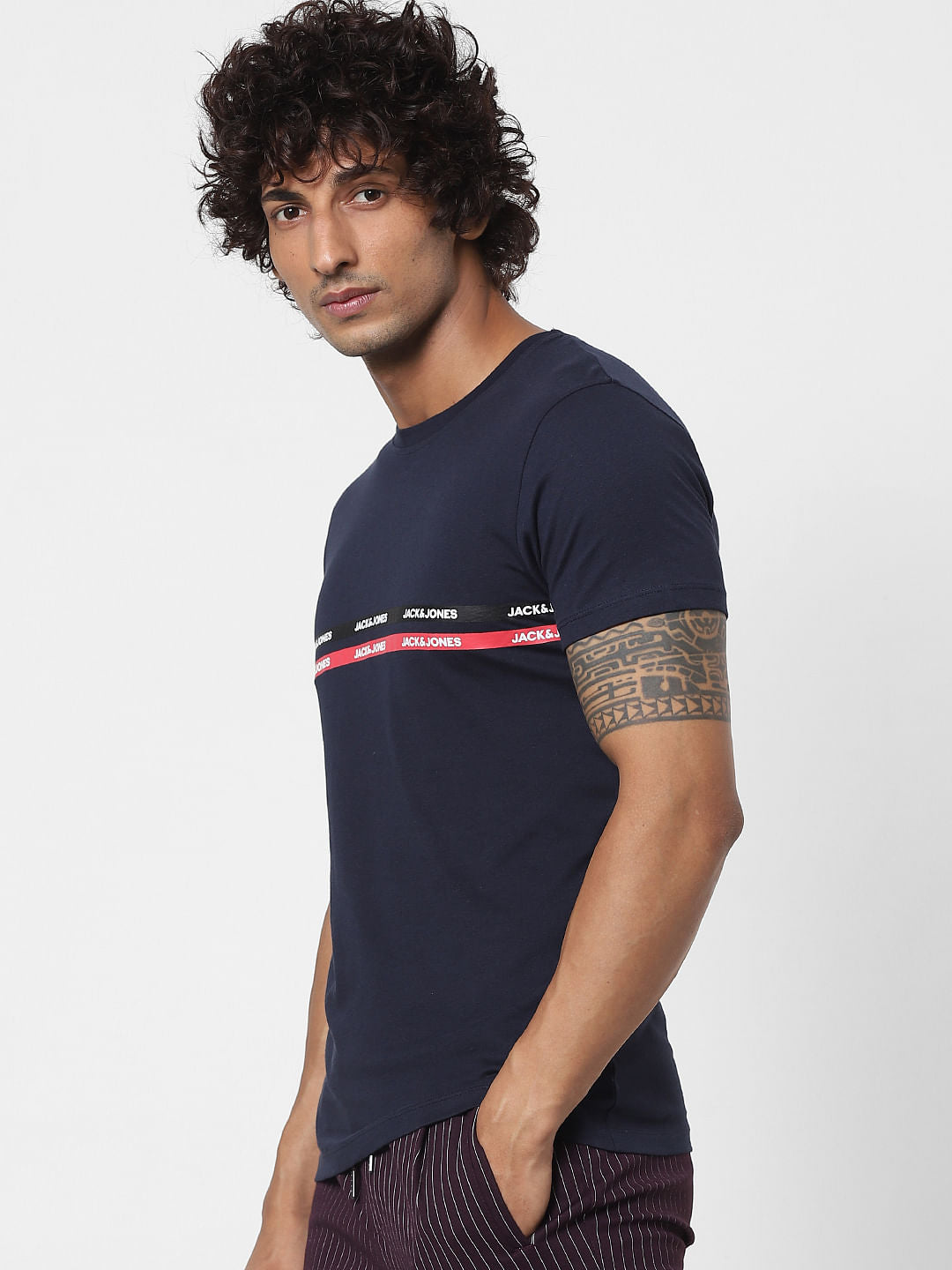 Blue Logo Print Crew Neck T-shirt