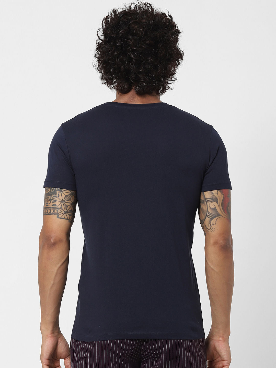 Blue Logo Print Crew Neck T-shirt