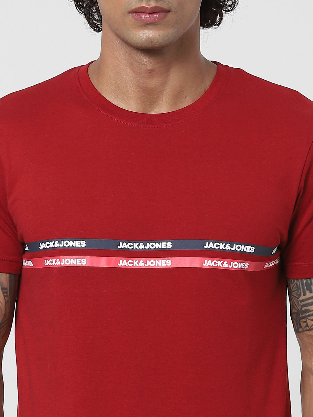 Red Logo Print Crew Neck T-shirt
