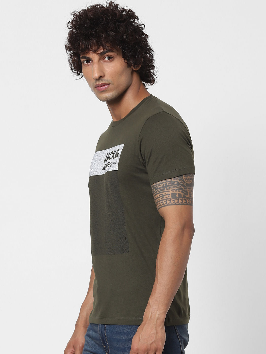 Green Logo Print Crew Neck T-shirt