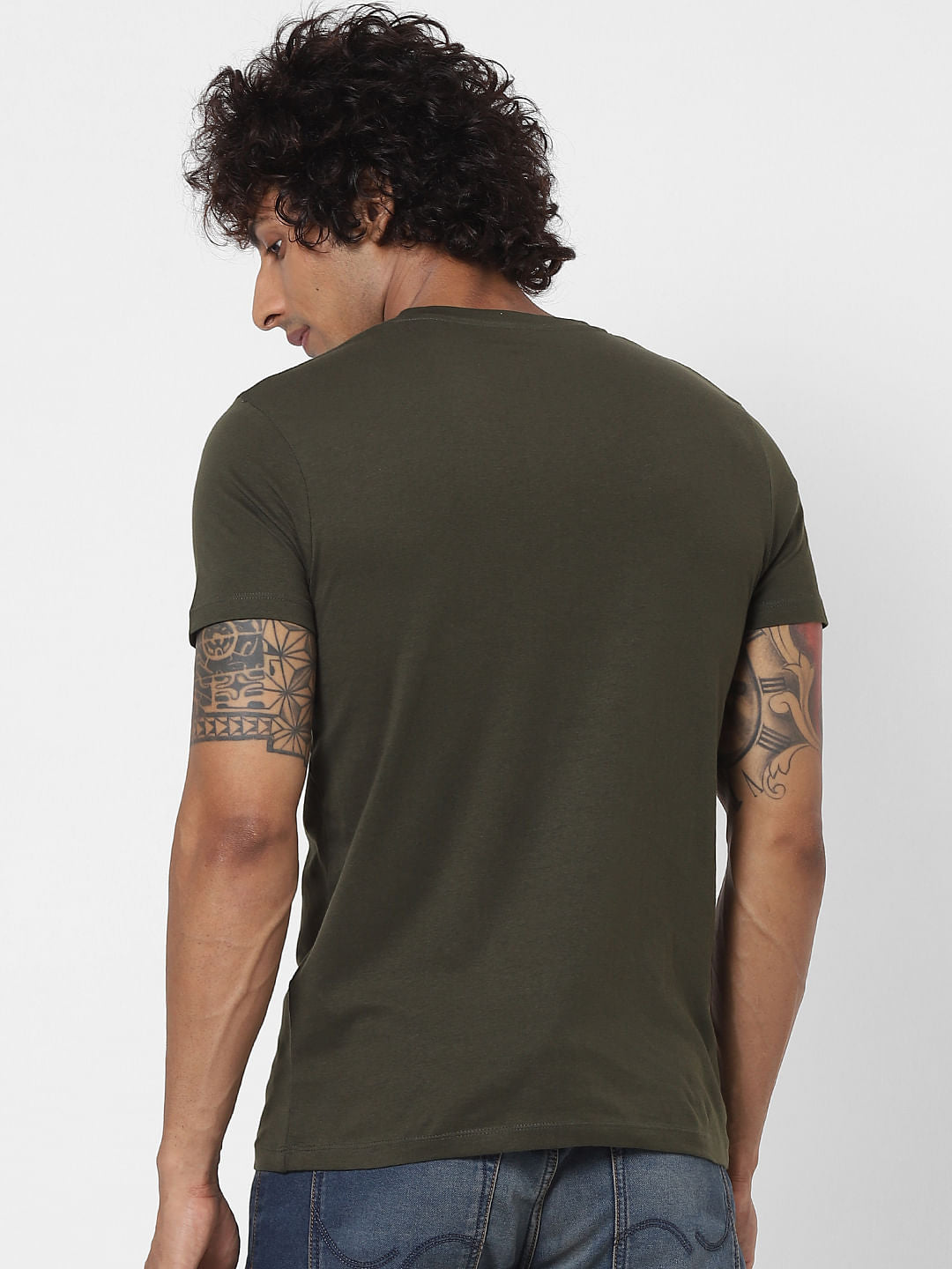 Green Logo Print Crew Neck T-shirt