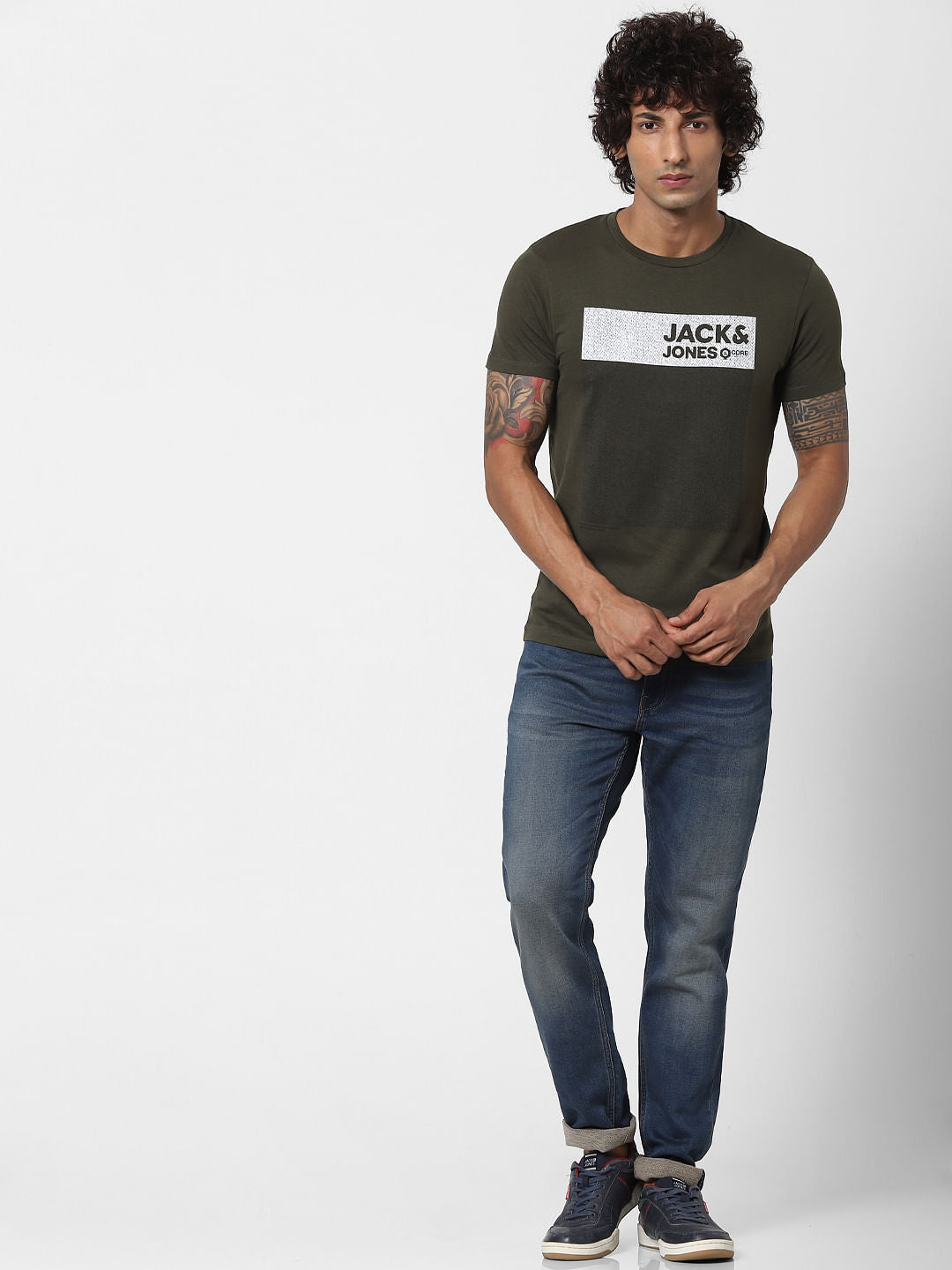 Green Logo Print Crew Neck T-shirt