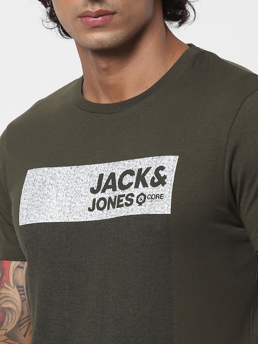 Green Logo Print Crew Neck T-shirt