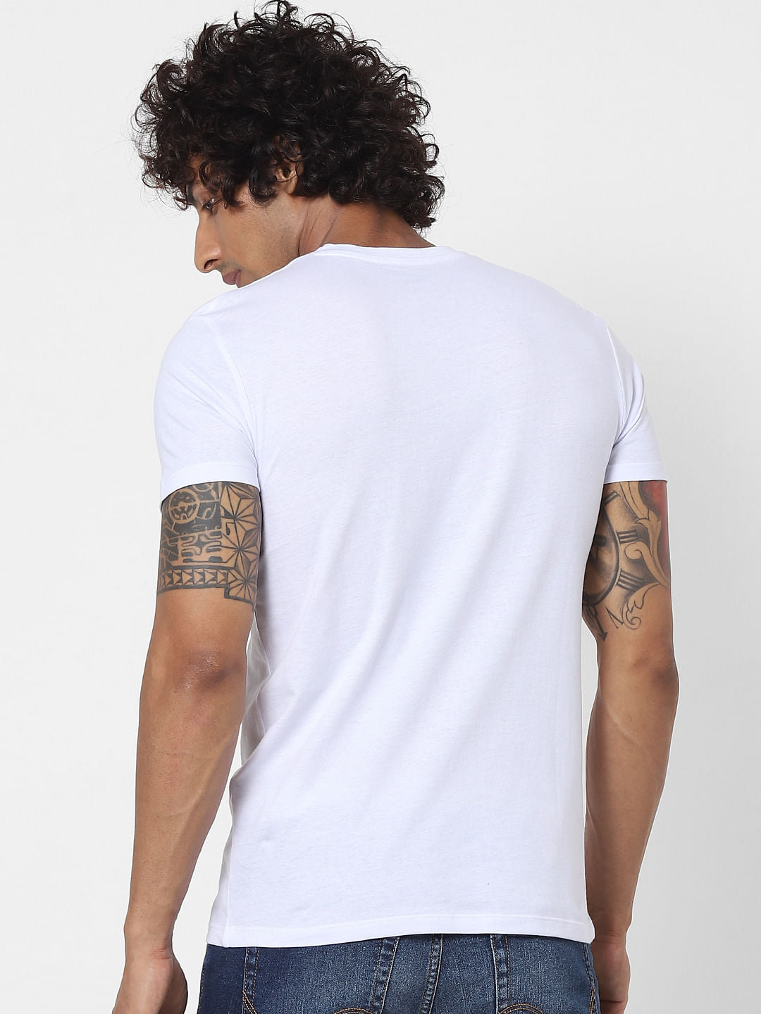 White Logo Print Crew Neck T-shirt
