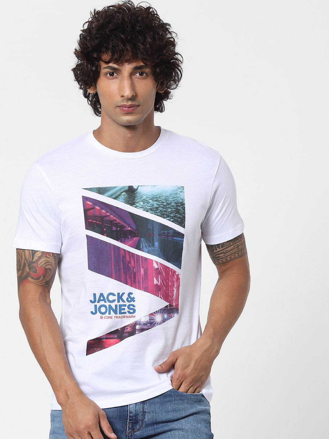 White Graphic Print Crew Neck T-shirt