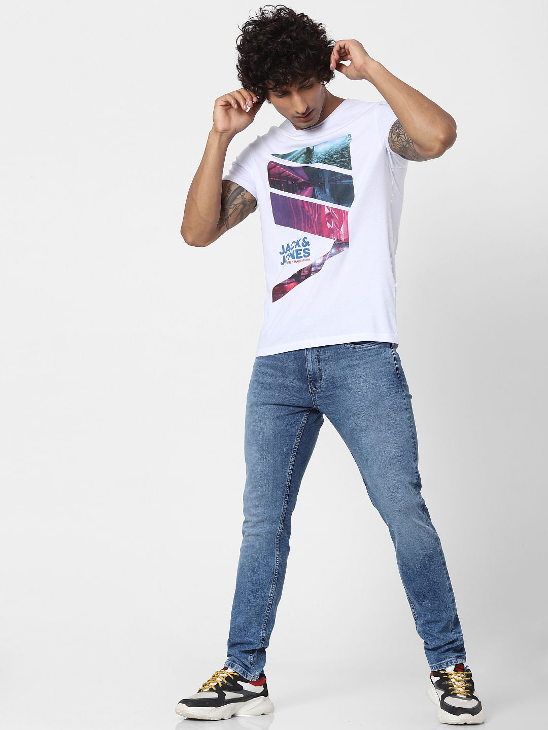 White Graphic Print Crew Neck T-shirt