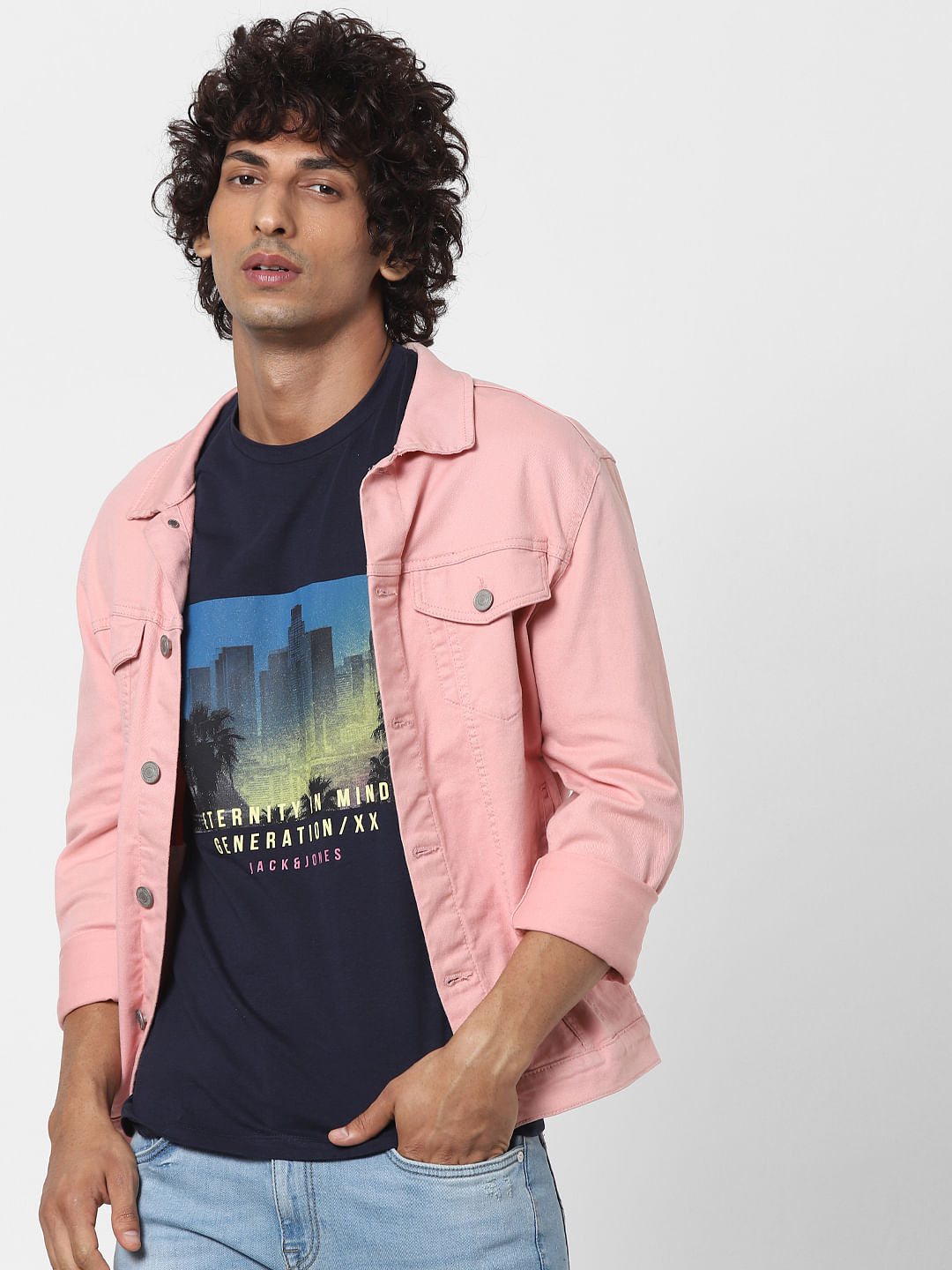 Blue Graphic Print Crew Neck T-shirt