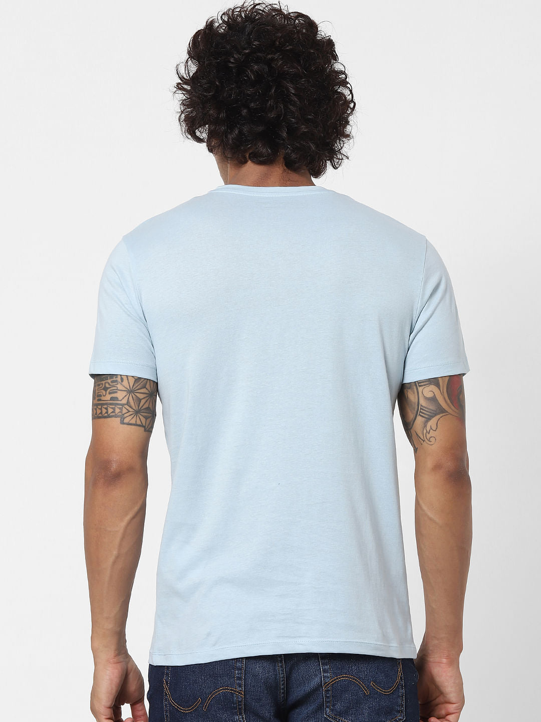 Blue Graphic Print Crew Neck T-shirt