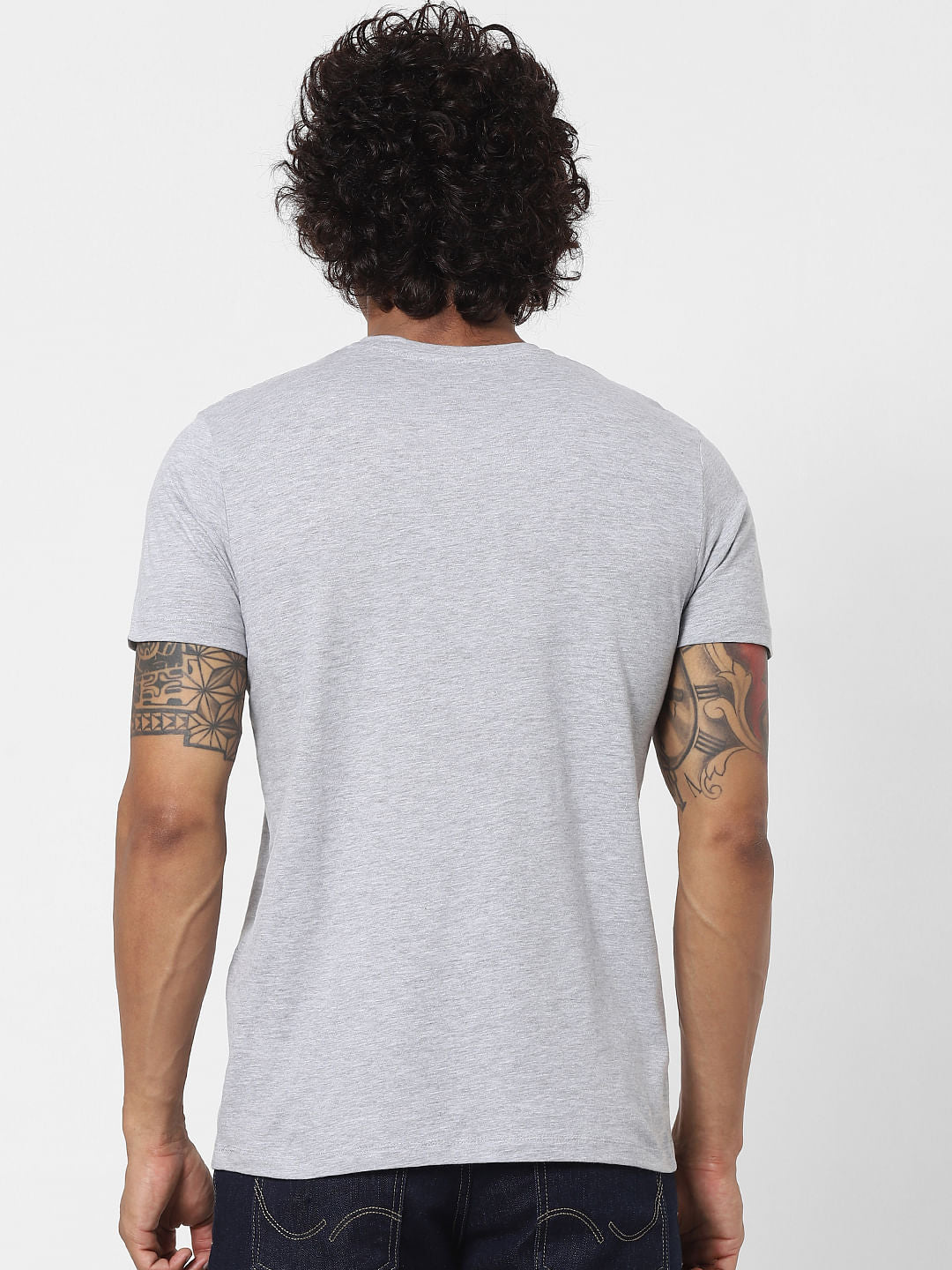Grey Graphic Print Crew Neck T-shirt