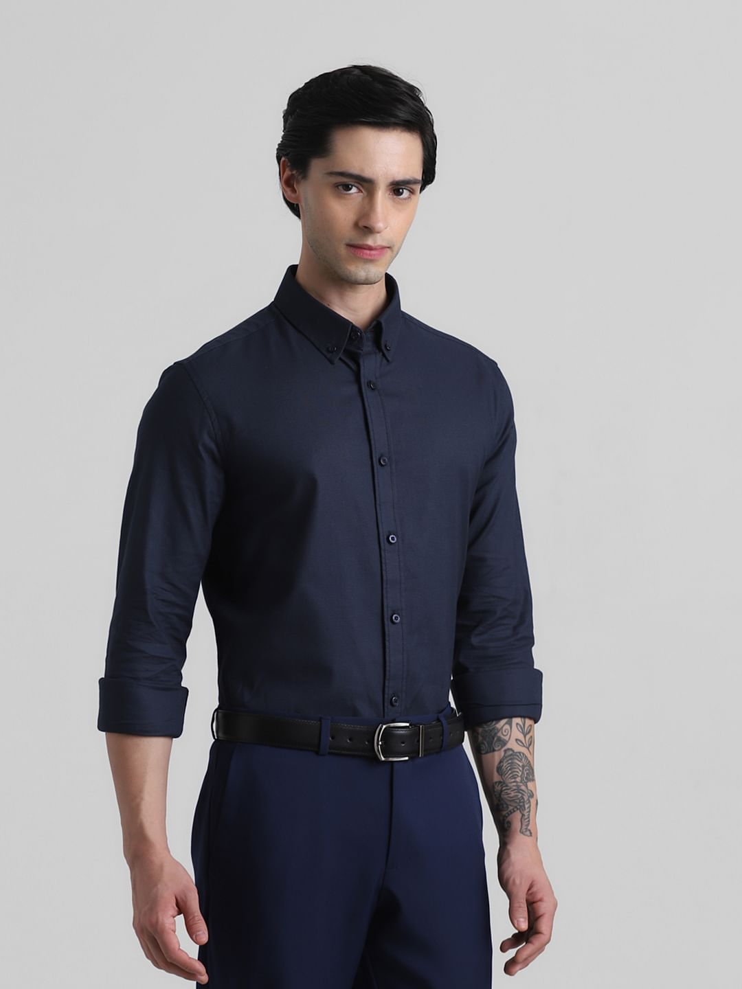Navy Blue Formal Full Sleeves Shirt