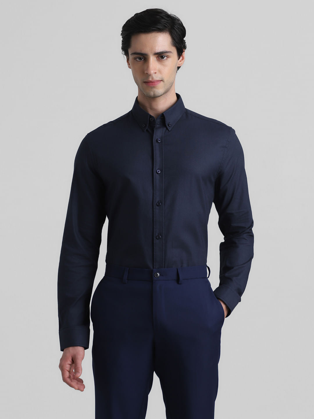 Navy Blue Formal Full Sleeves Shirt