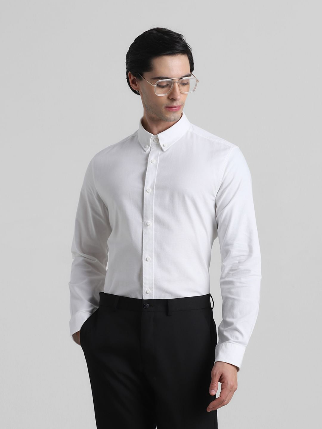 White Formal Full Sleeves Shirt - S