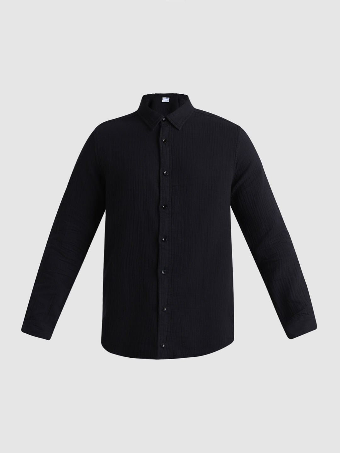 Black Crinkle Weave Shirt