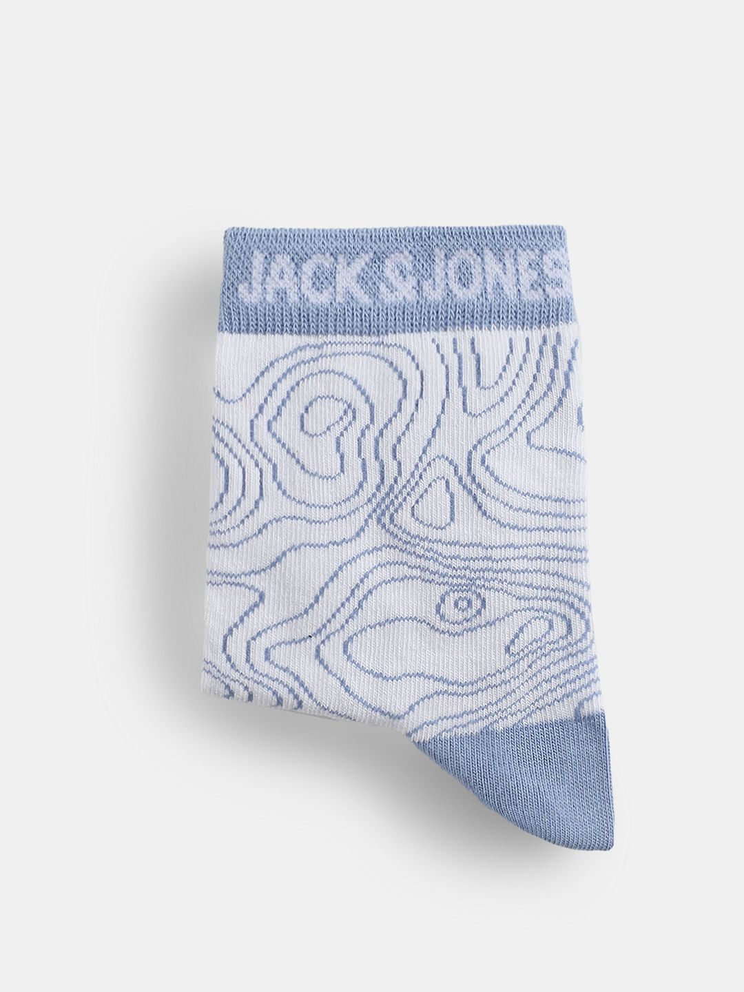 Light Blue Printed Mid-Length Socks - ONE