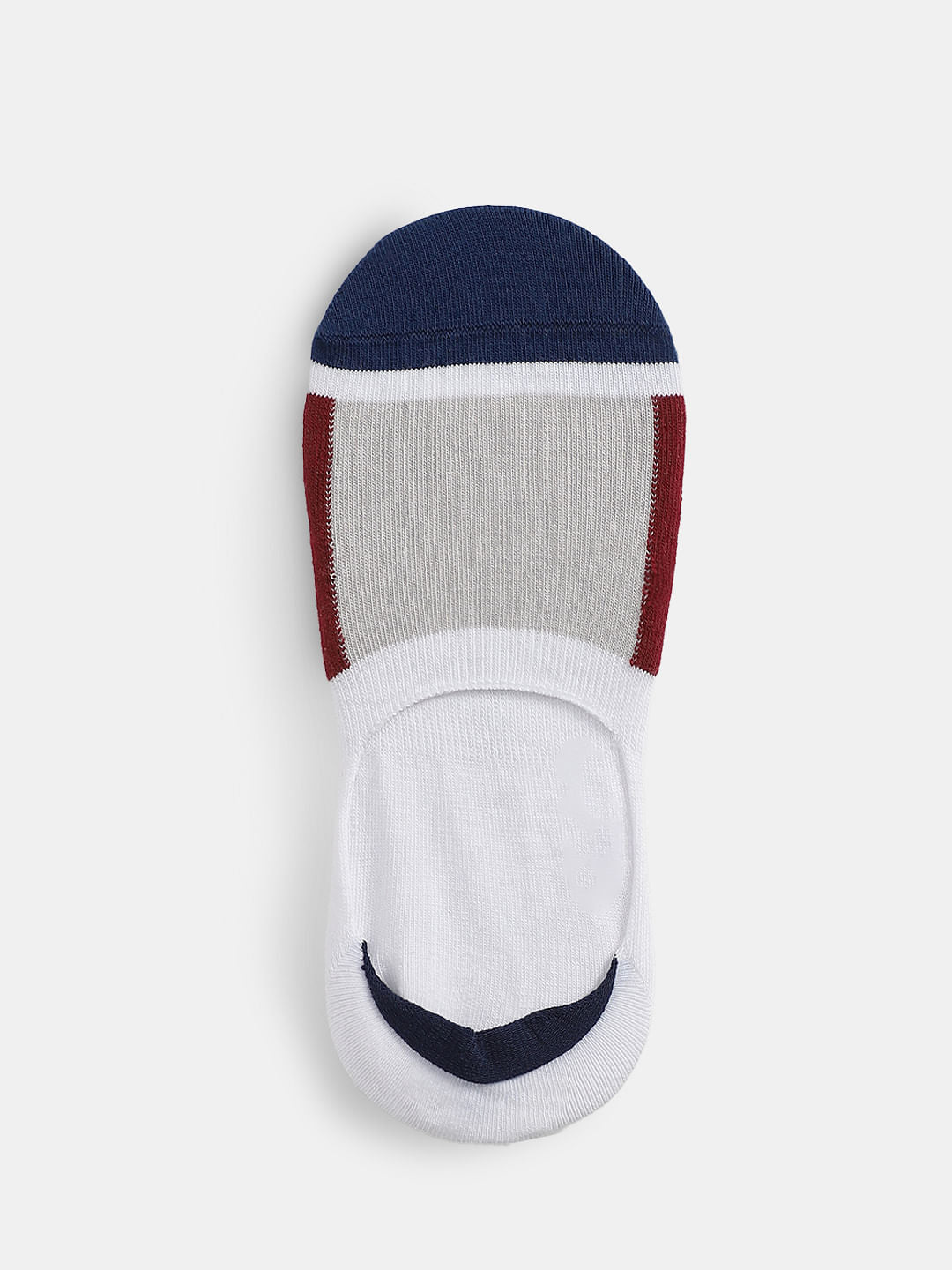 Blue Colourblocked No-Show Socks