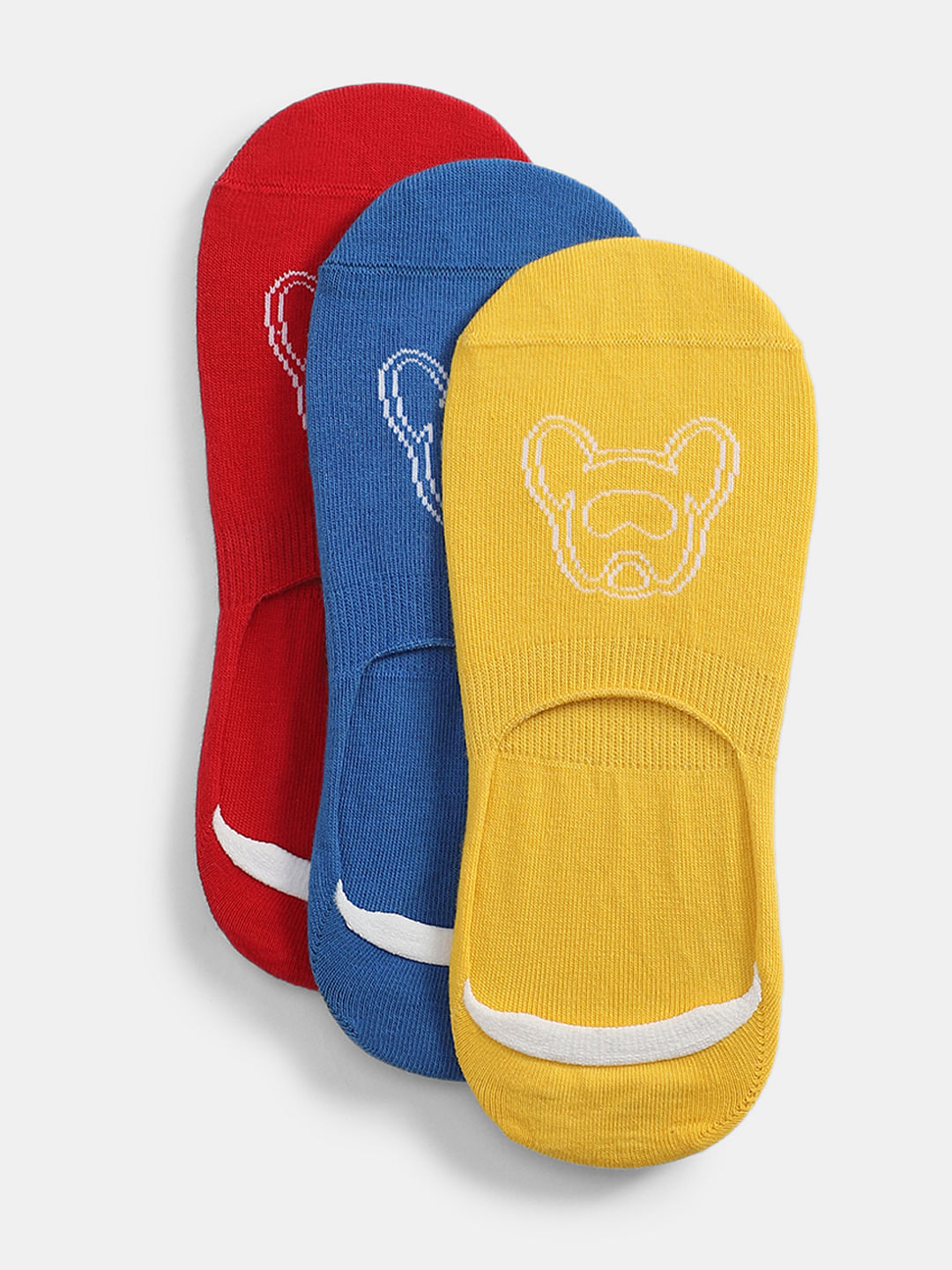 Pack of 3 Logo Print No-Show Socks - ONE