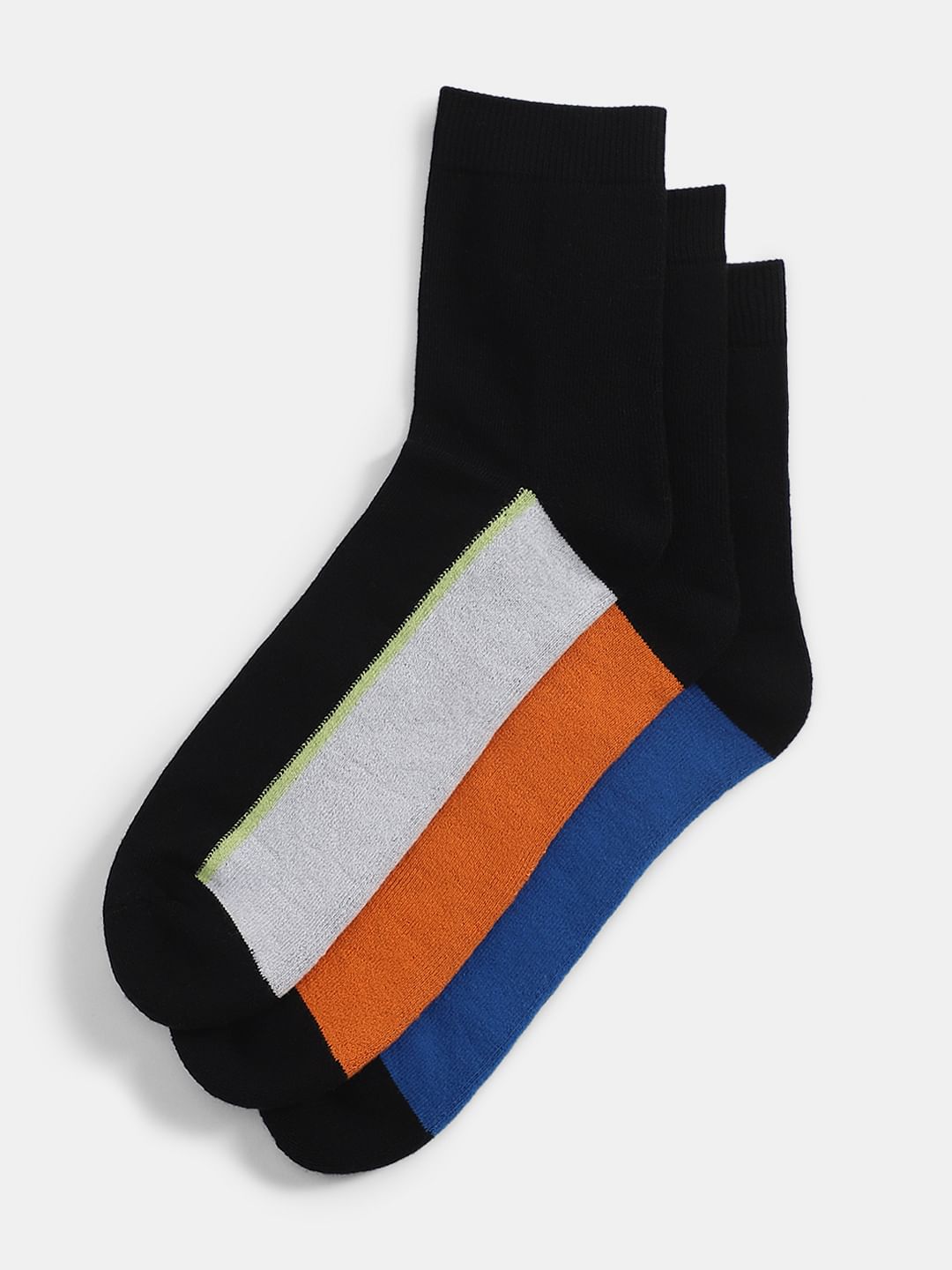 Pack of 3 Colourblocked Mid-Length Socks - ONE