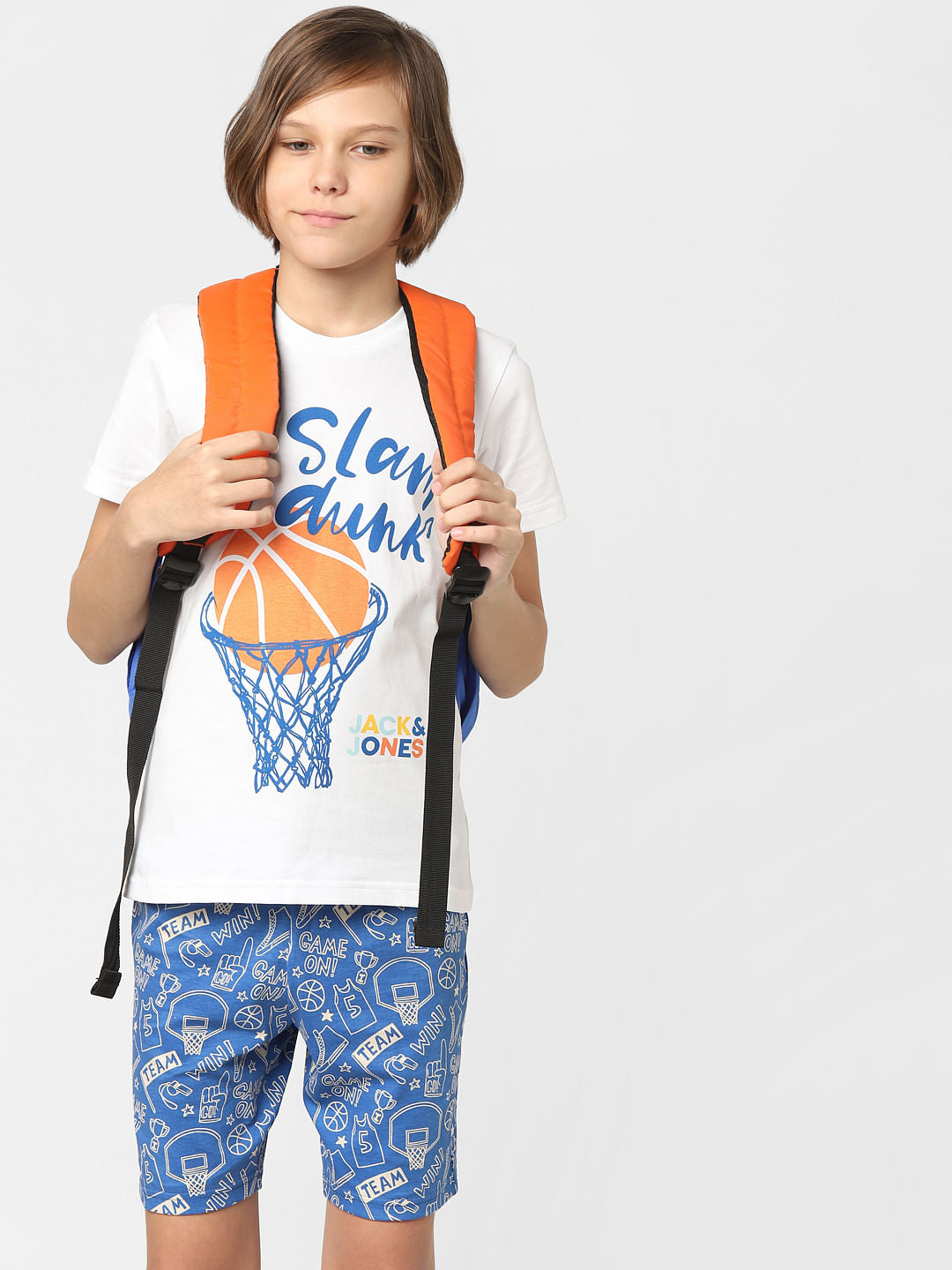 BOYS White & Blue T-shirt & Shorts Sleepwear Set - 4/5Y