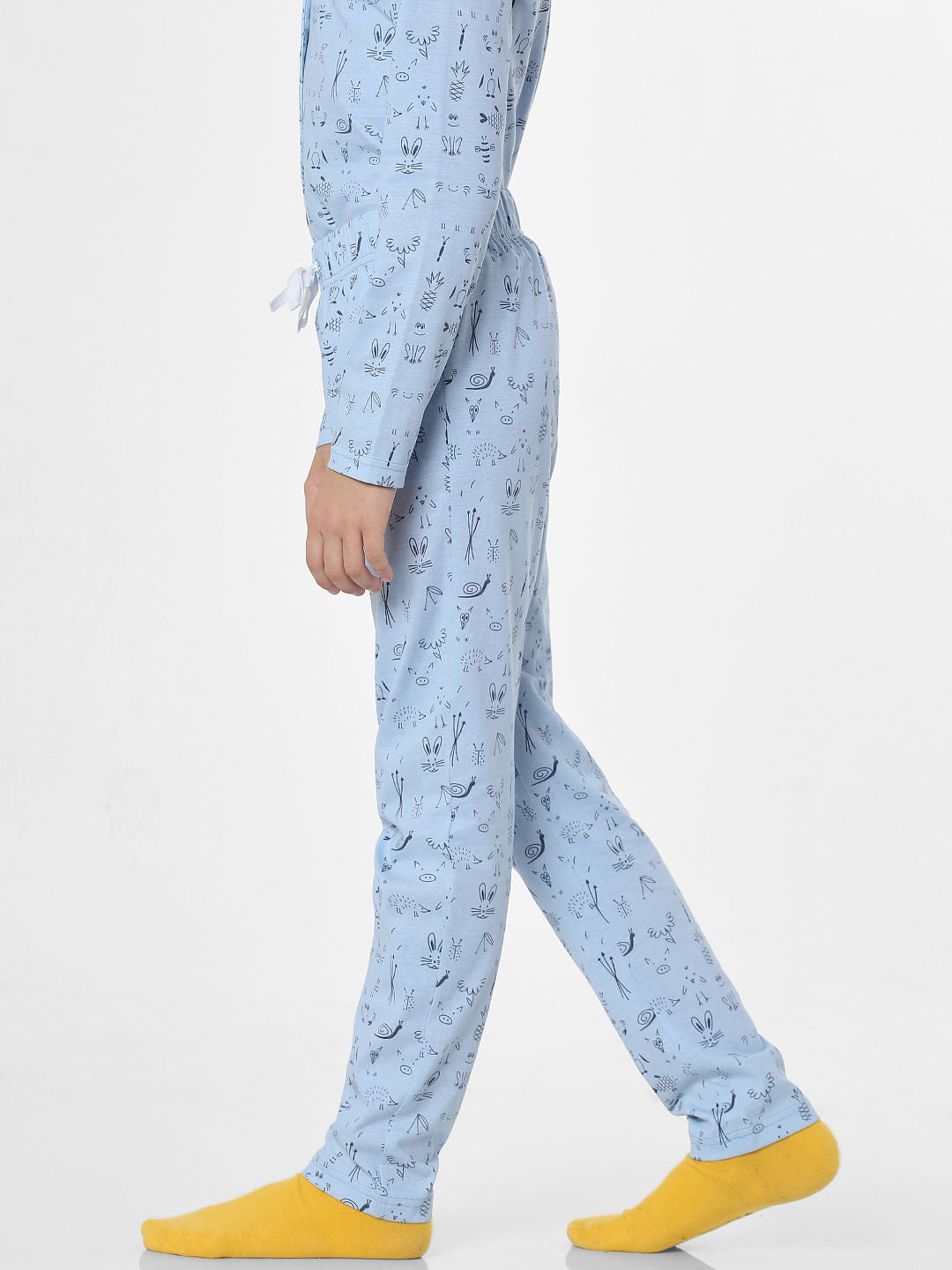 Boys Blue Printed Sleepwear Set