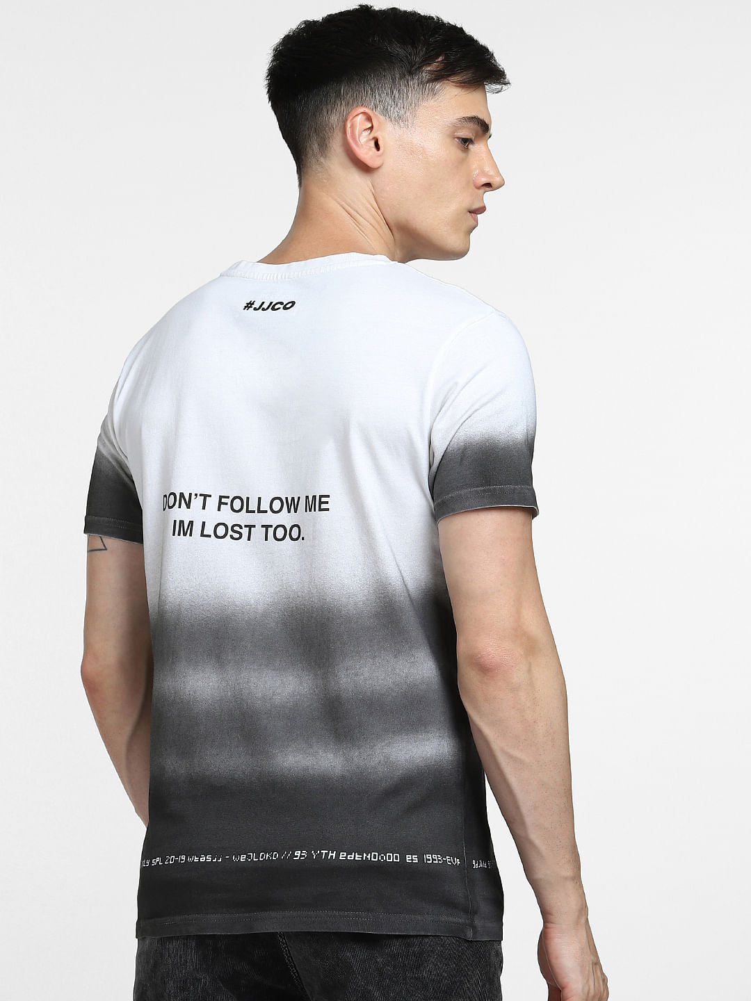 White Colourblocked Crew Neck T-shirt