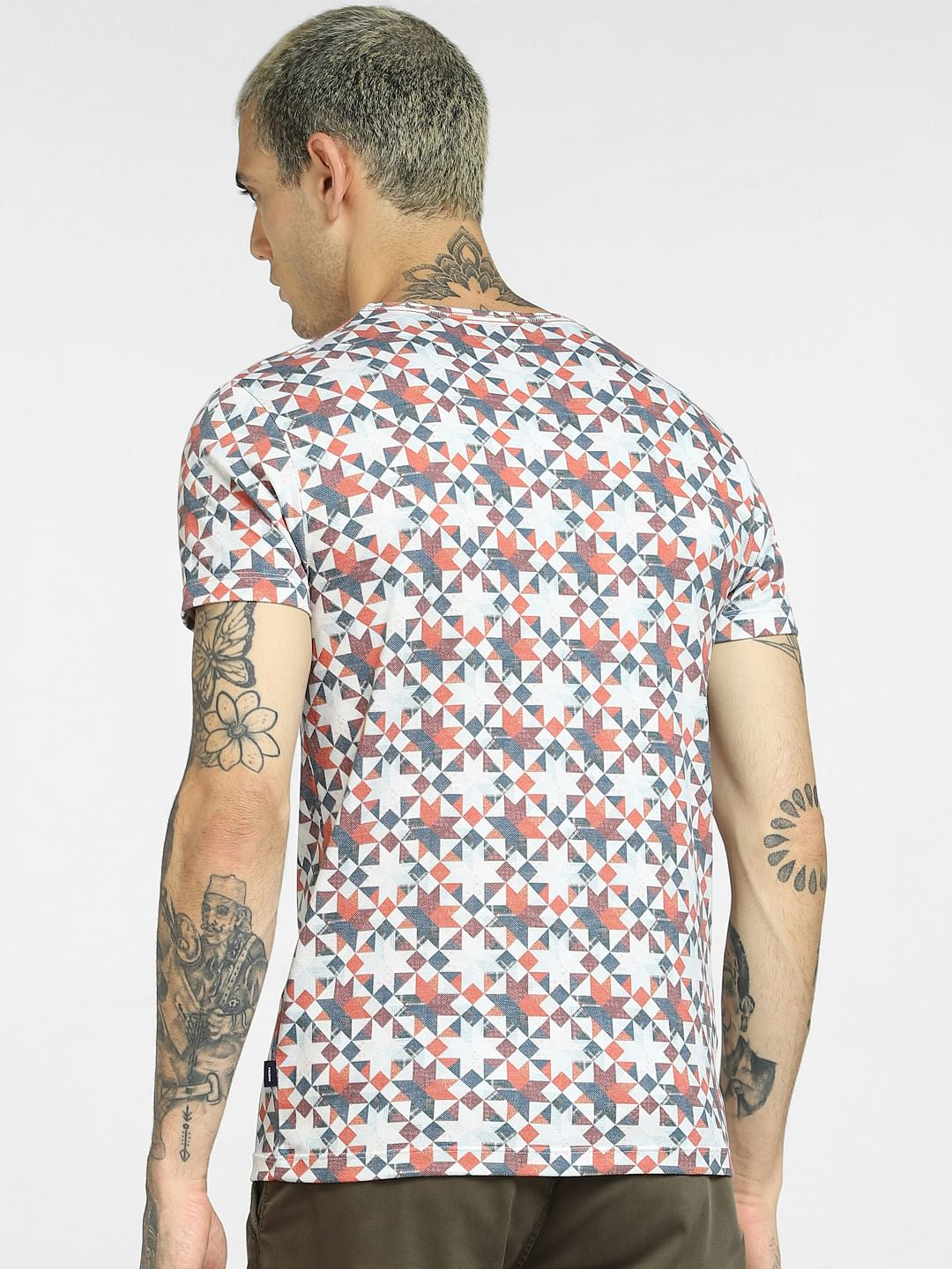 Red All Over Print Crew Neck T-shirt