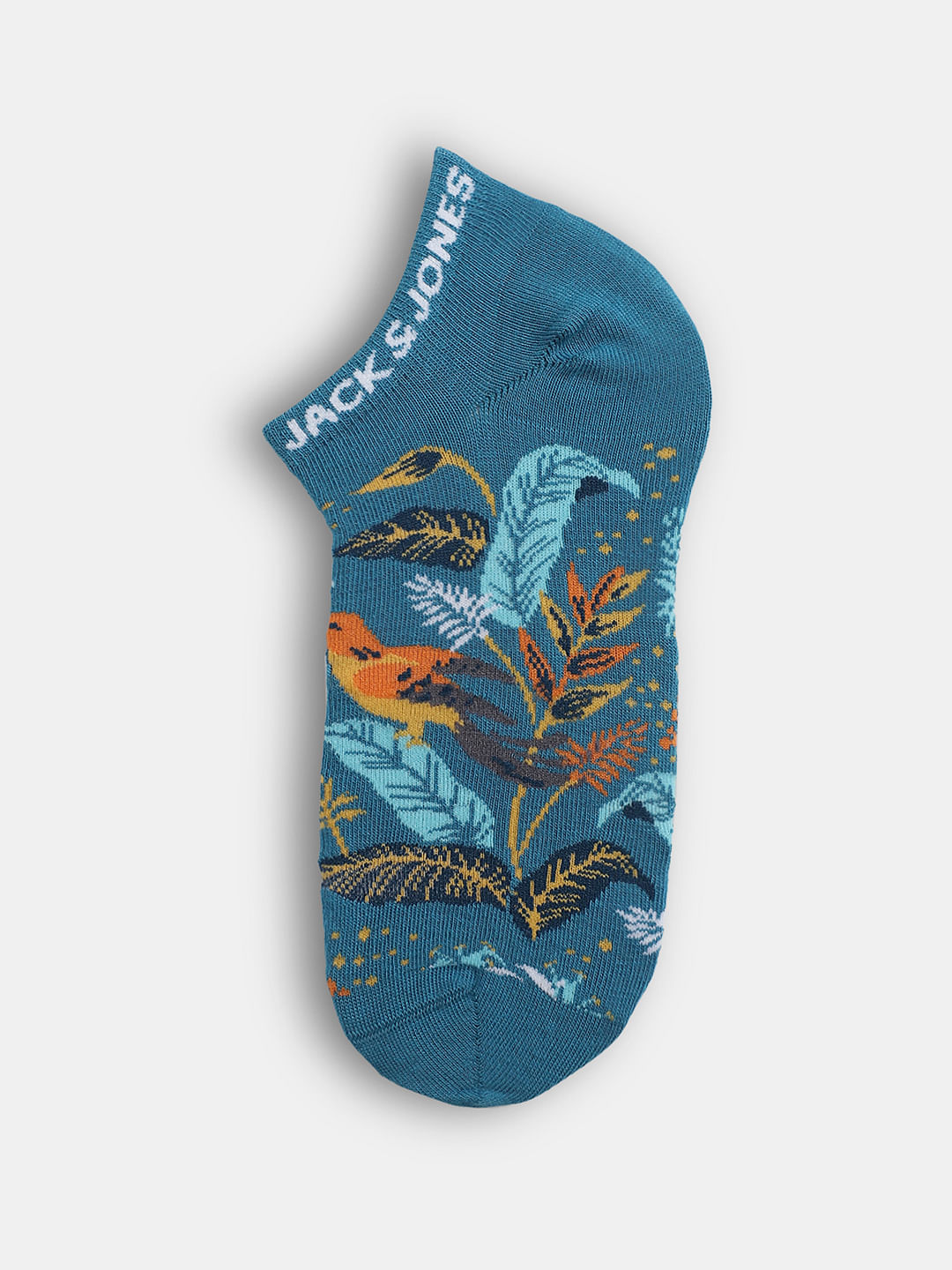 Teal Tropical Print Ankle Length Socks - ONE
