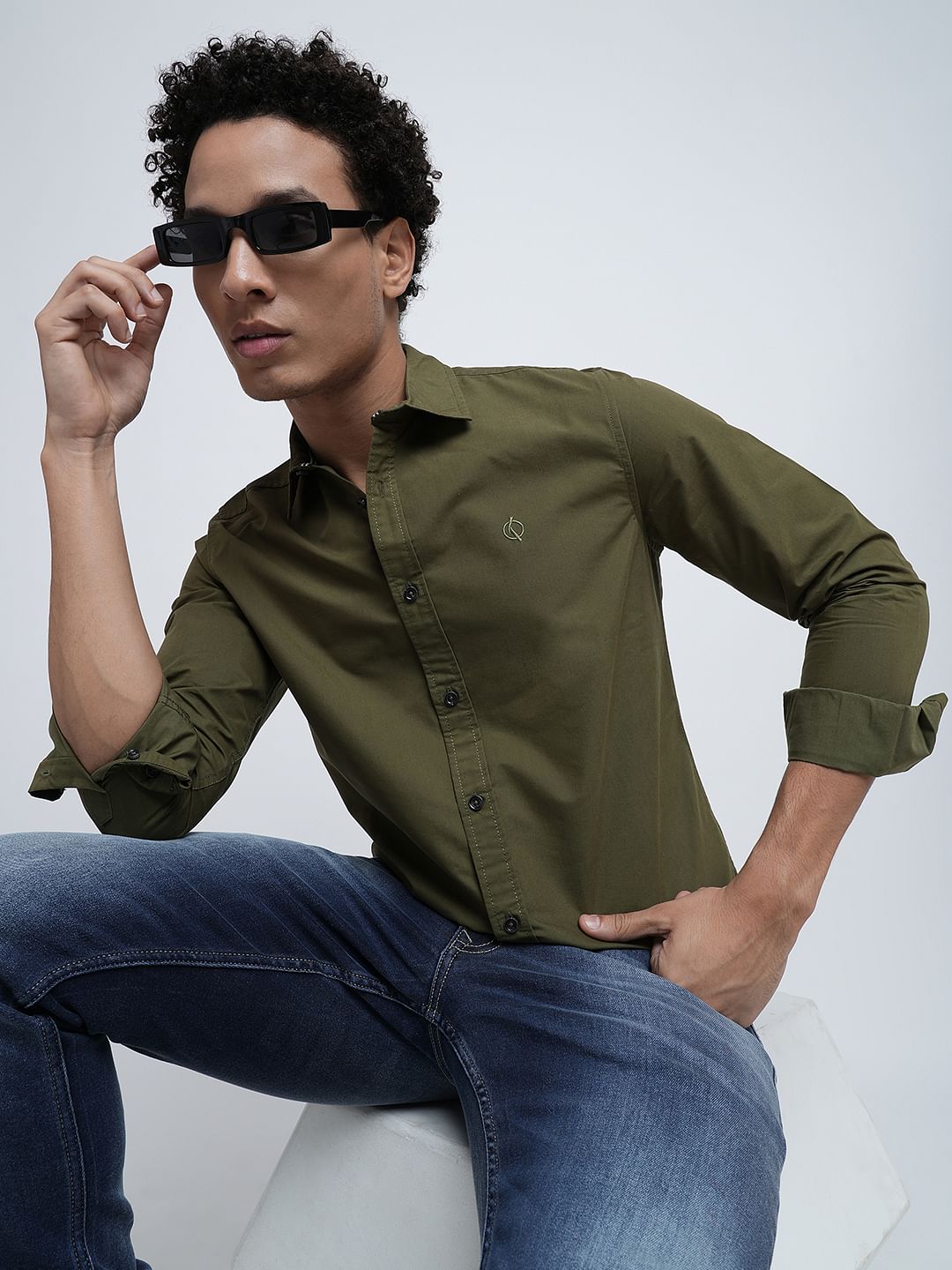 PRODUKT by JACK&JONES Dark Green Poly-Cotton Shirt - S
