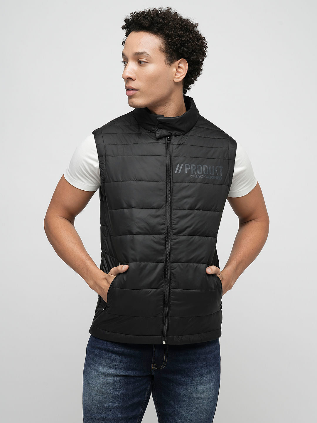 PRODUKT by JACK&JONES Black Sleeveless Puffer Jacket