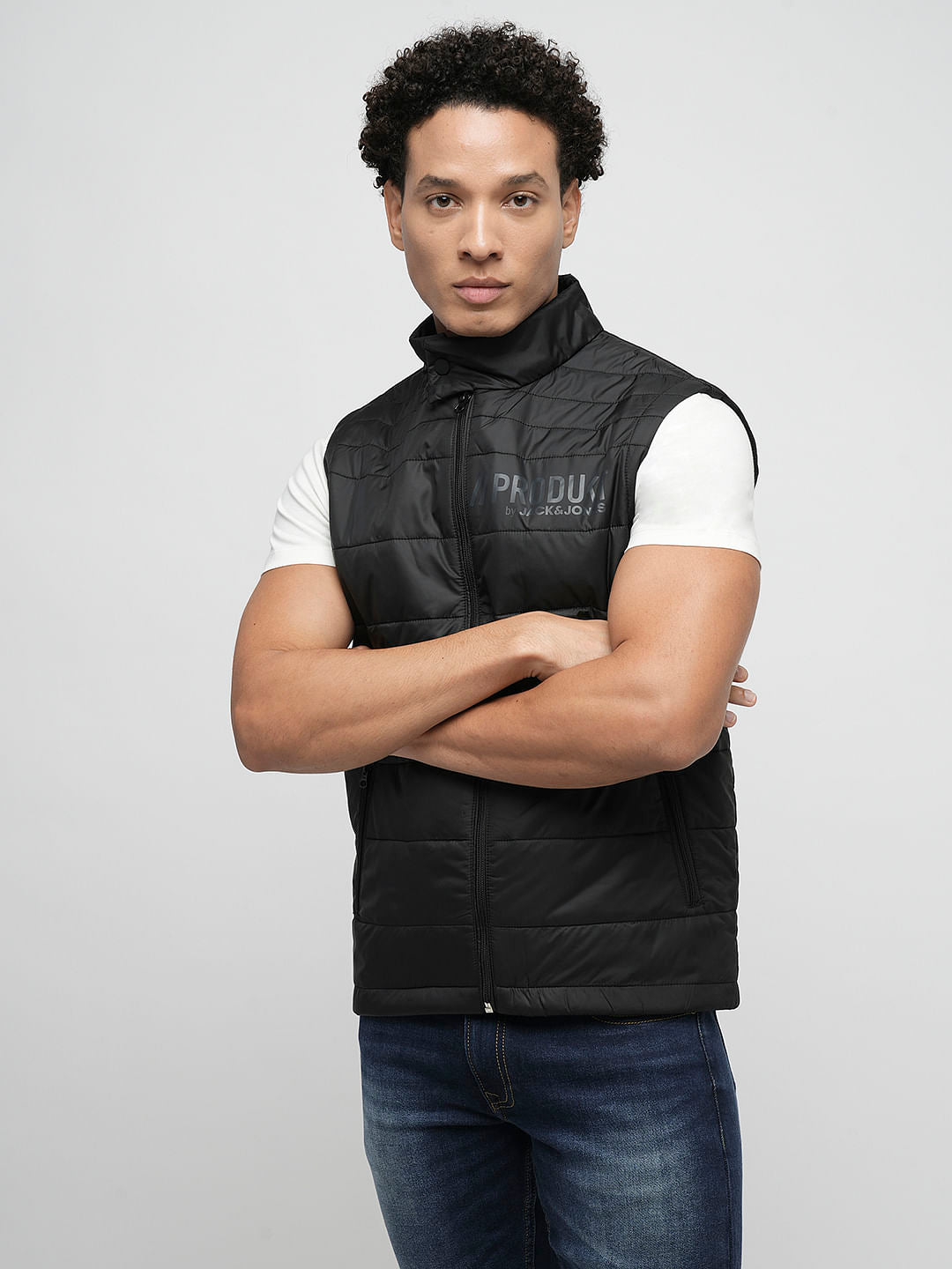 PRODUKT by JACK&JONES Black Sleeveless Puffer Jacket