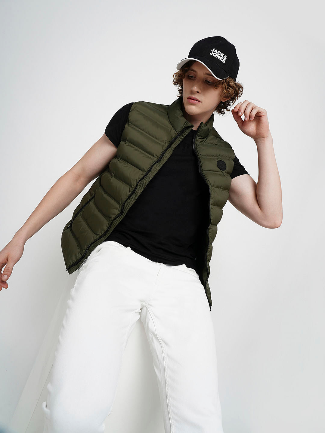 PRODUKT by JACK&JONES Olive Green Sleeveless Puffer Vest - S