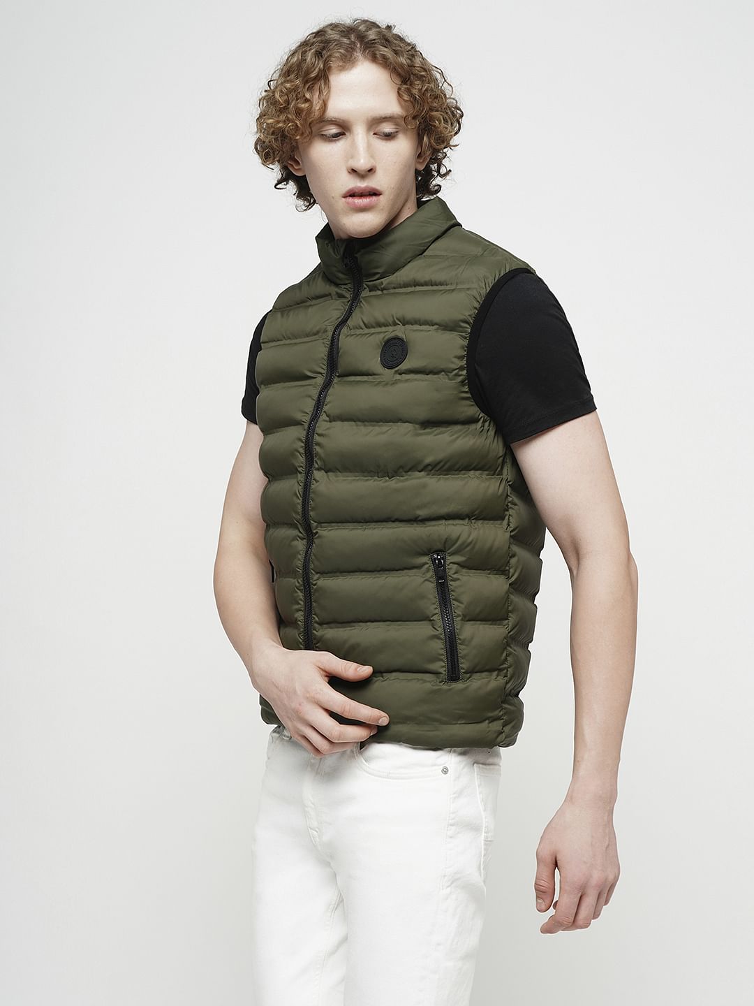 PRODUKT by JACK&JONES Olive Green Sleeveless Puffer Vest