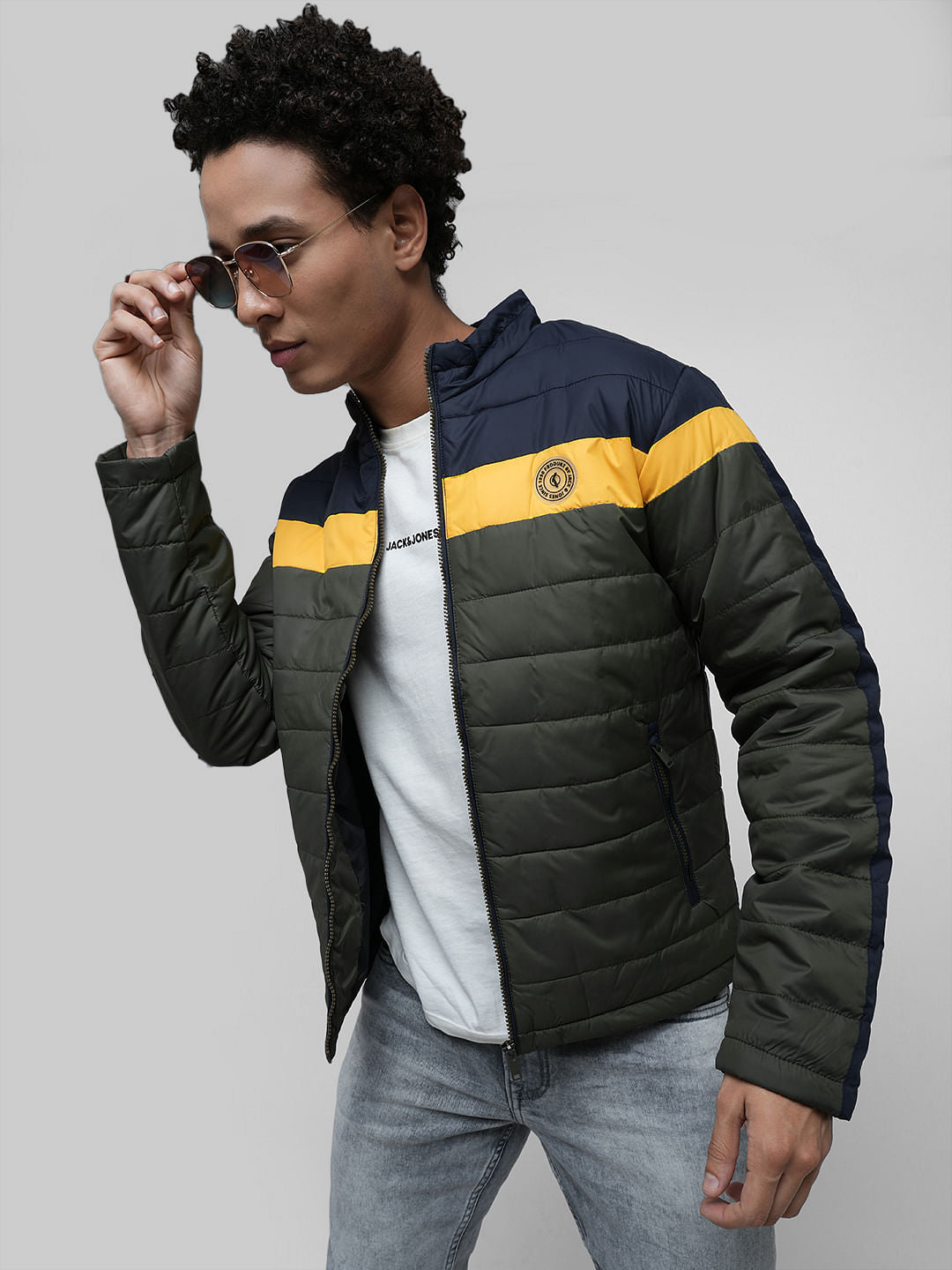 PRODUKT by JACK&JONES Green Colourblocked Puffer Jacket - S