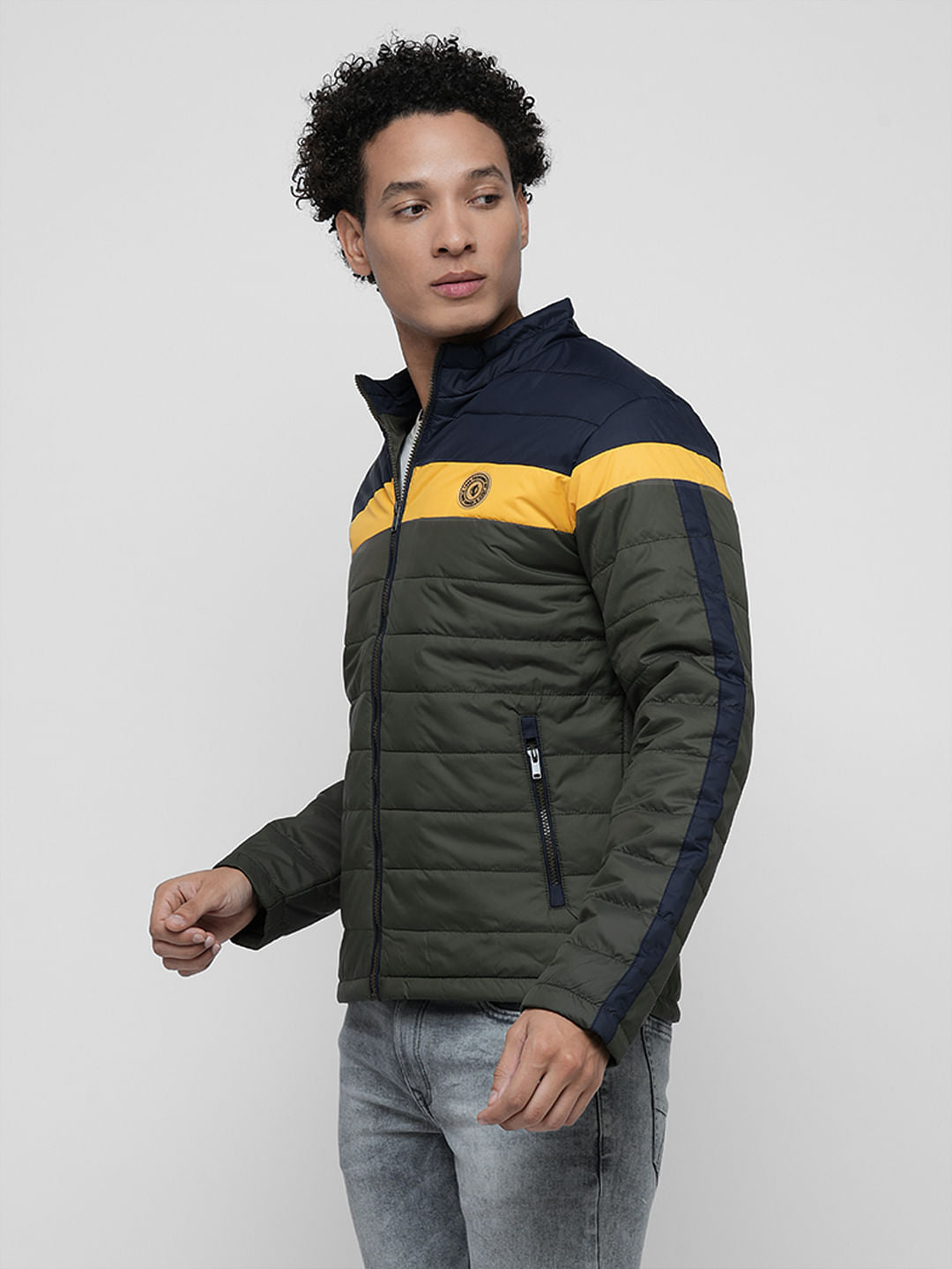 PRODUKT by JACK&JONES Green Colourblocked Puffer Jacket