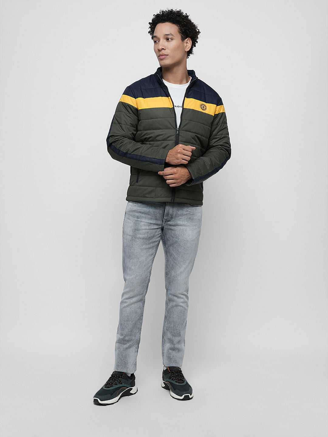 PRODUKT by JACK&JONES Green Colourblocked Puffer Jacket