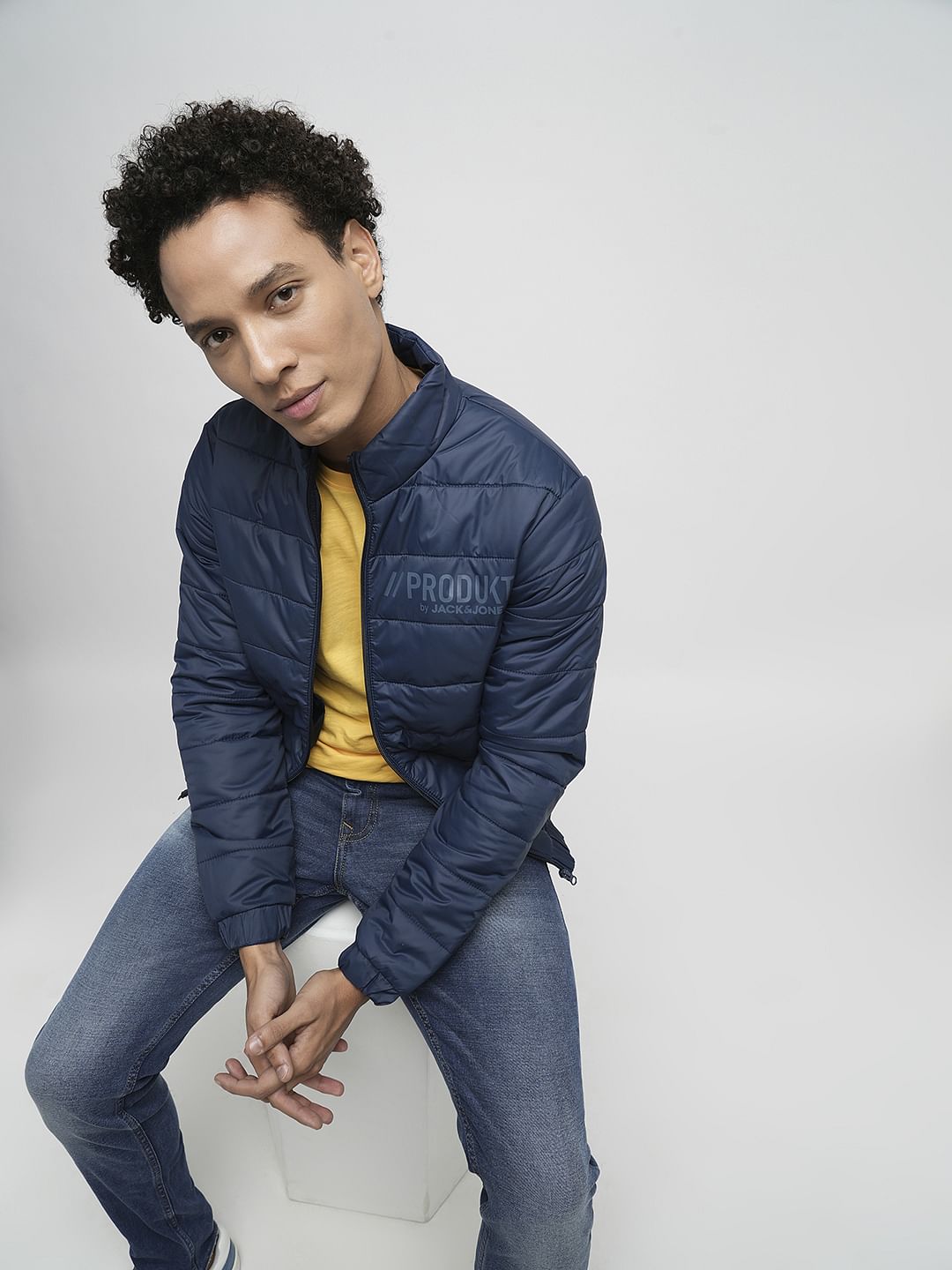 PRODUKT by JACK&JONES Blue High Neck Puffer Jacket - S
