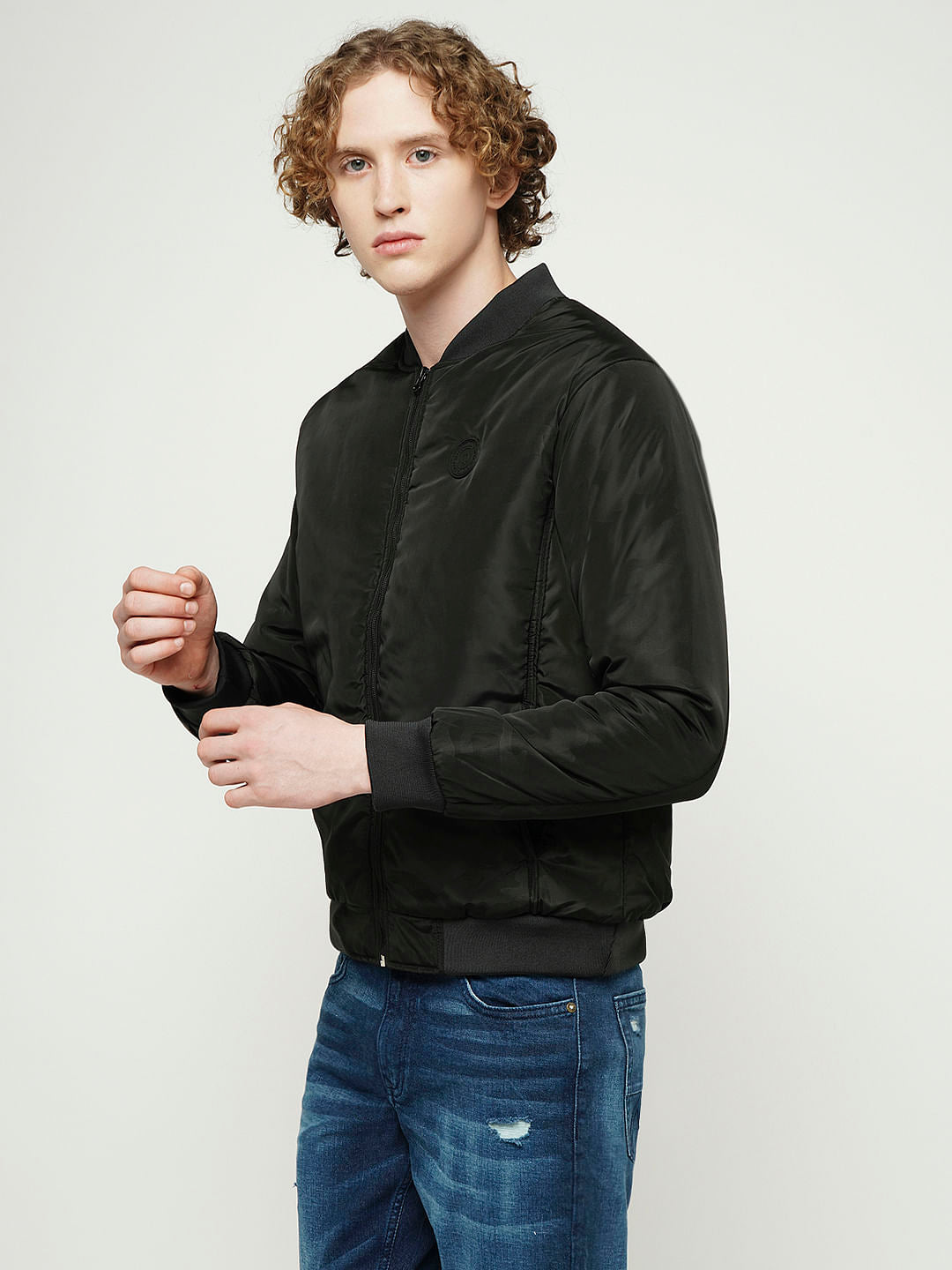 PRODUKT by JACK&JONES Black Zip-Up Bomber Jacket