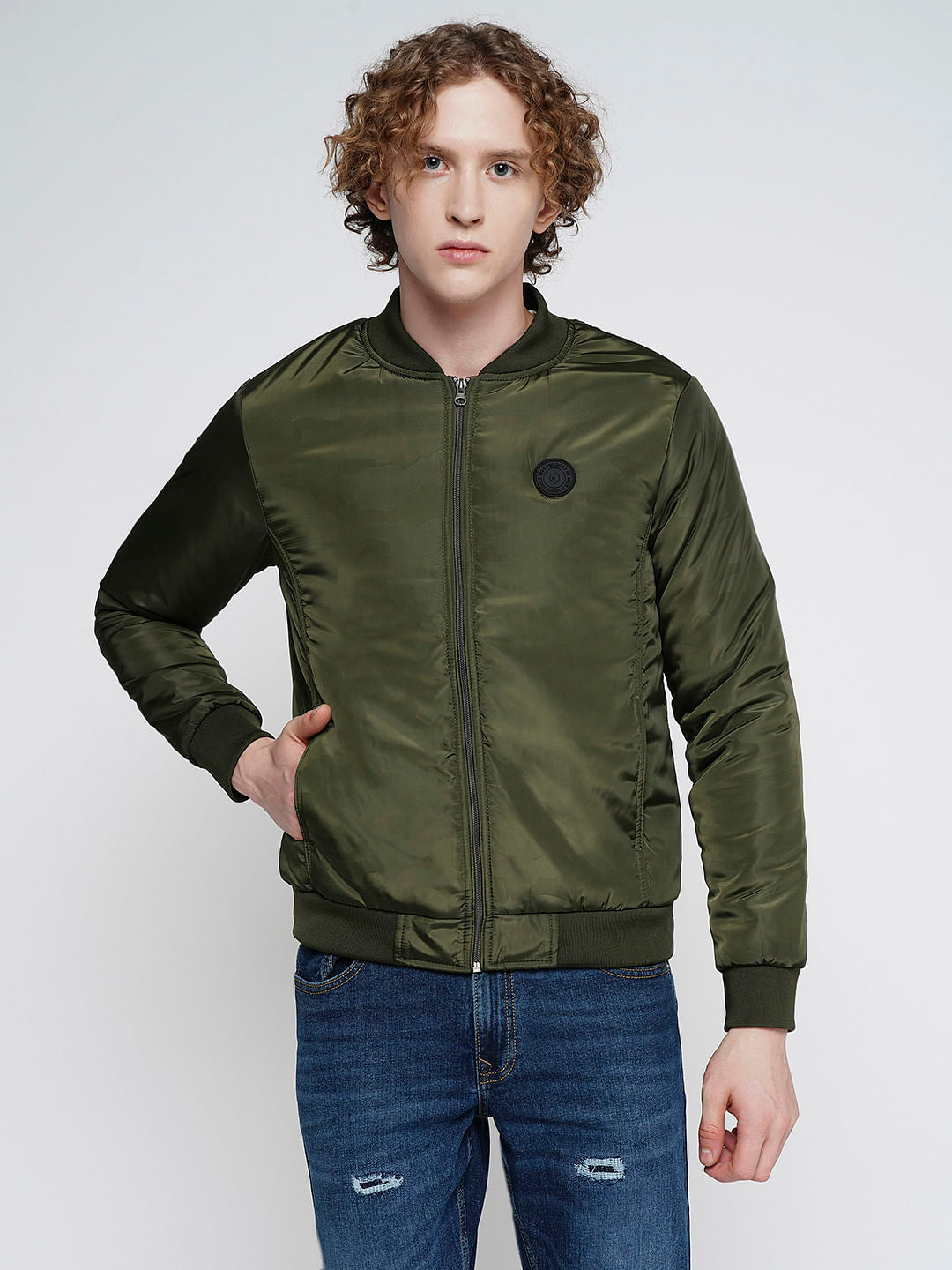 PRODUKT by JACK&JONES Green Zip-Up Bomber Jacket