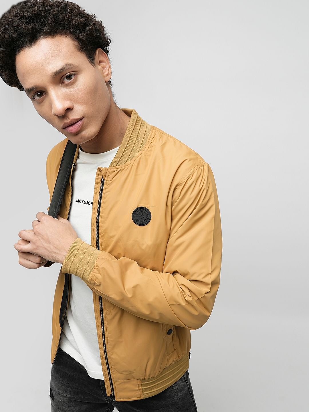 PRODUKT by JACK&JONES Beige Zip-Up Bomber Jacket - S