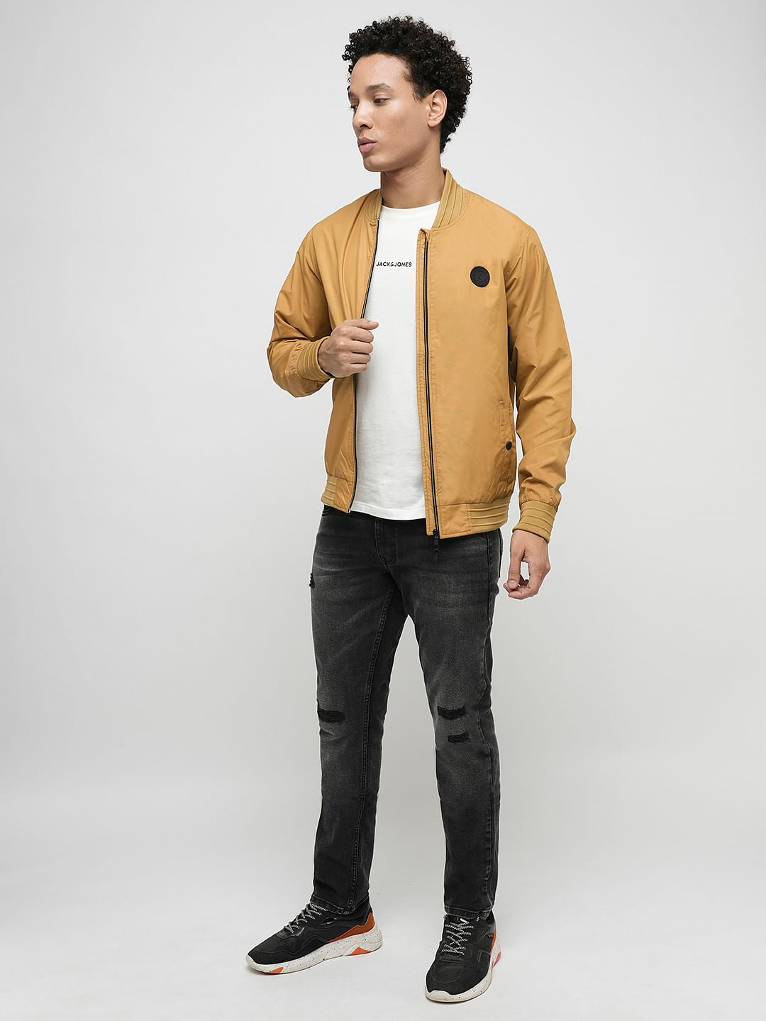 PRODUKT by JACK&JONES Beige Zip-Up Bomber Jacket