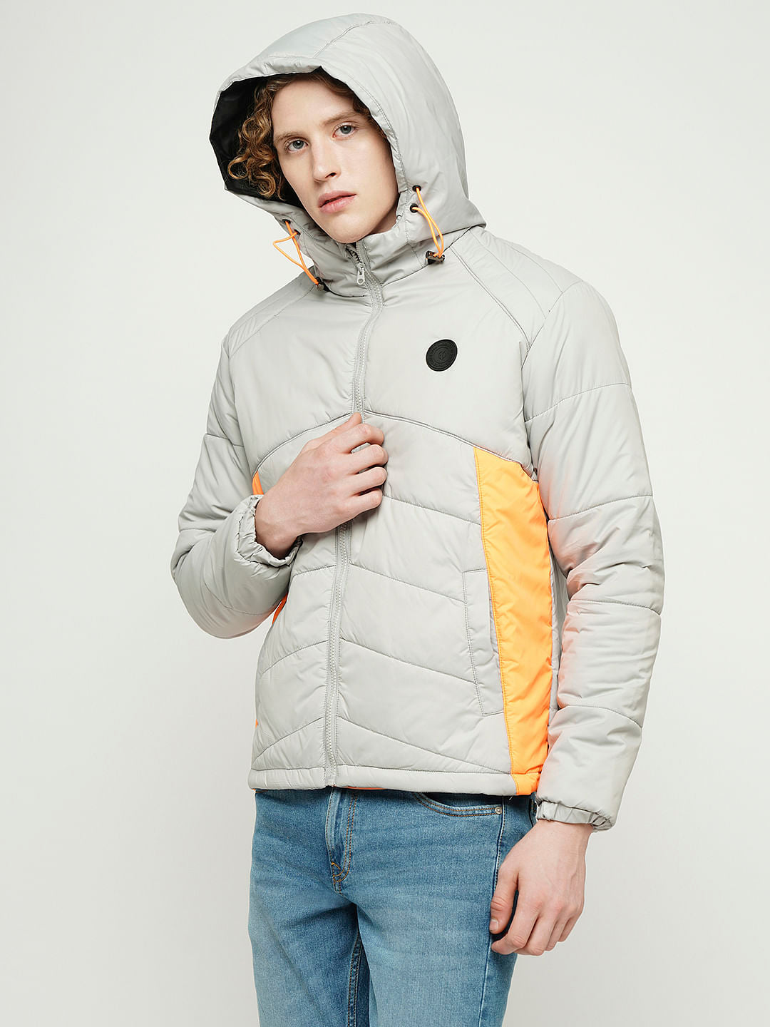 PRODUKT by JACK&JONES Grey Hooded Puffer Jacket