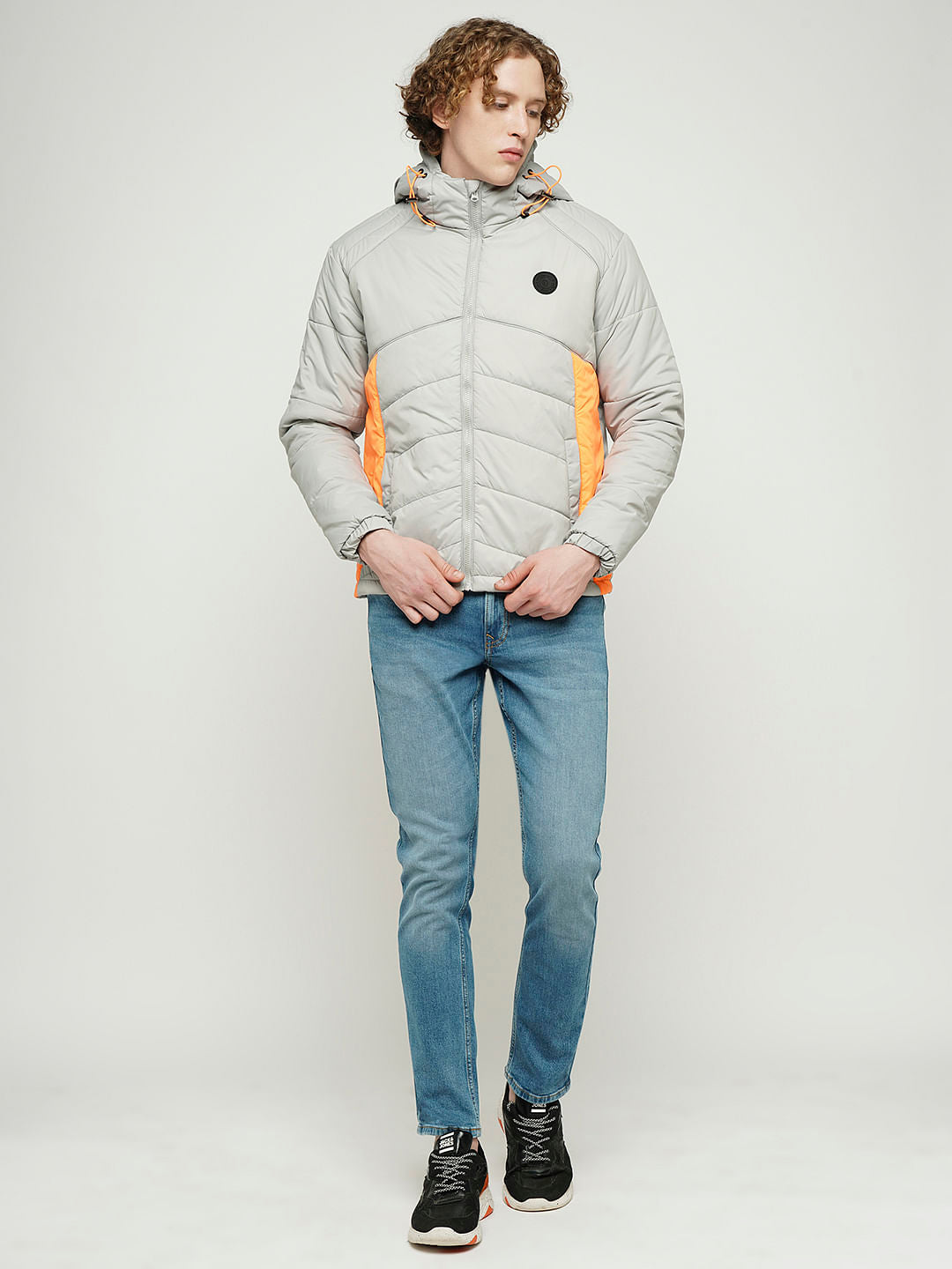PRODUKT by JACK&JONES Grey Hooded Puffer Jacket