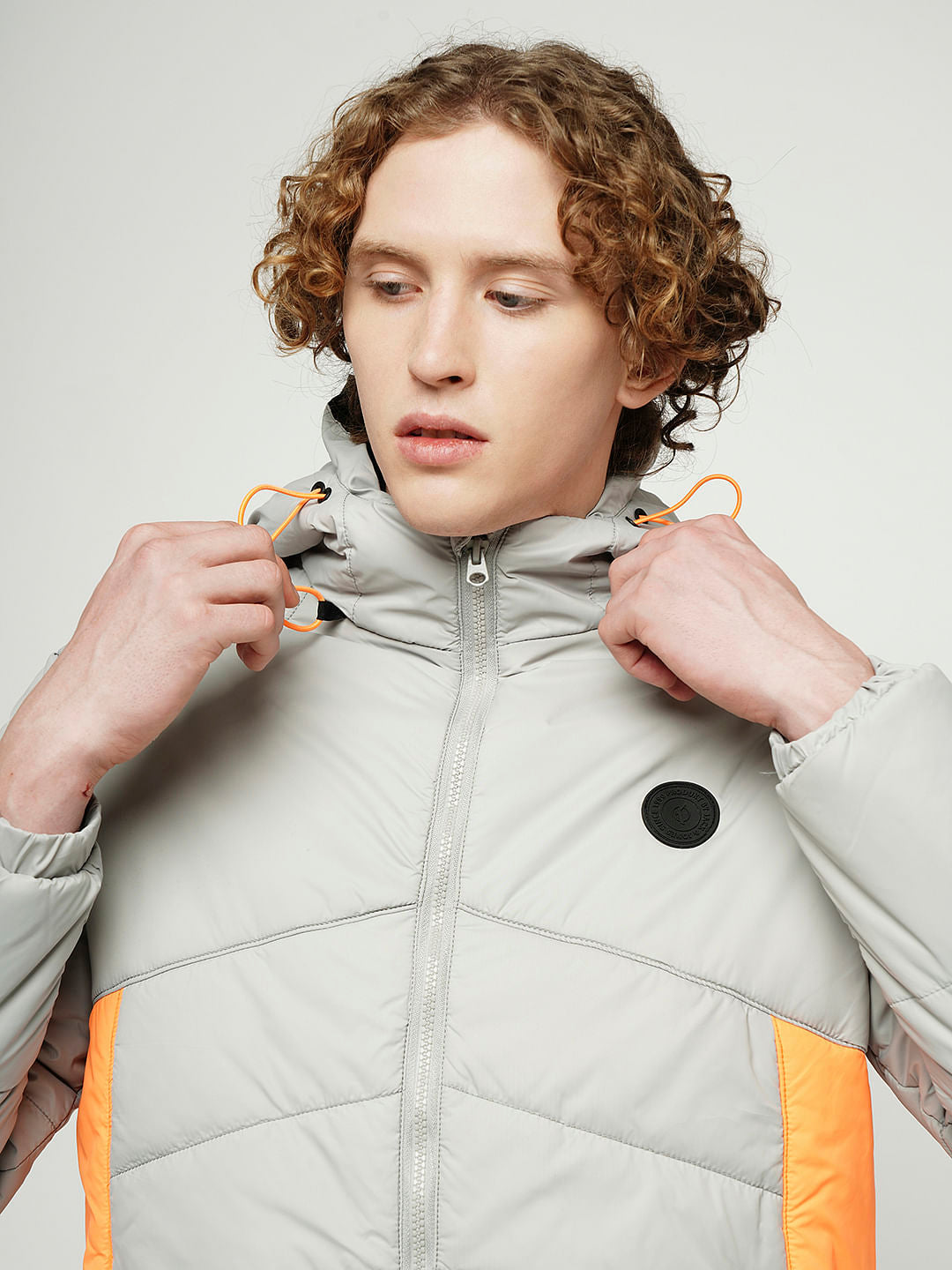 PRODUKT by JACK&JONES Grey Hooded Puffer Jacket
