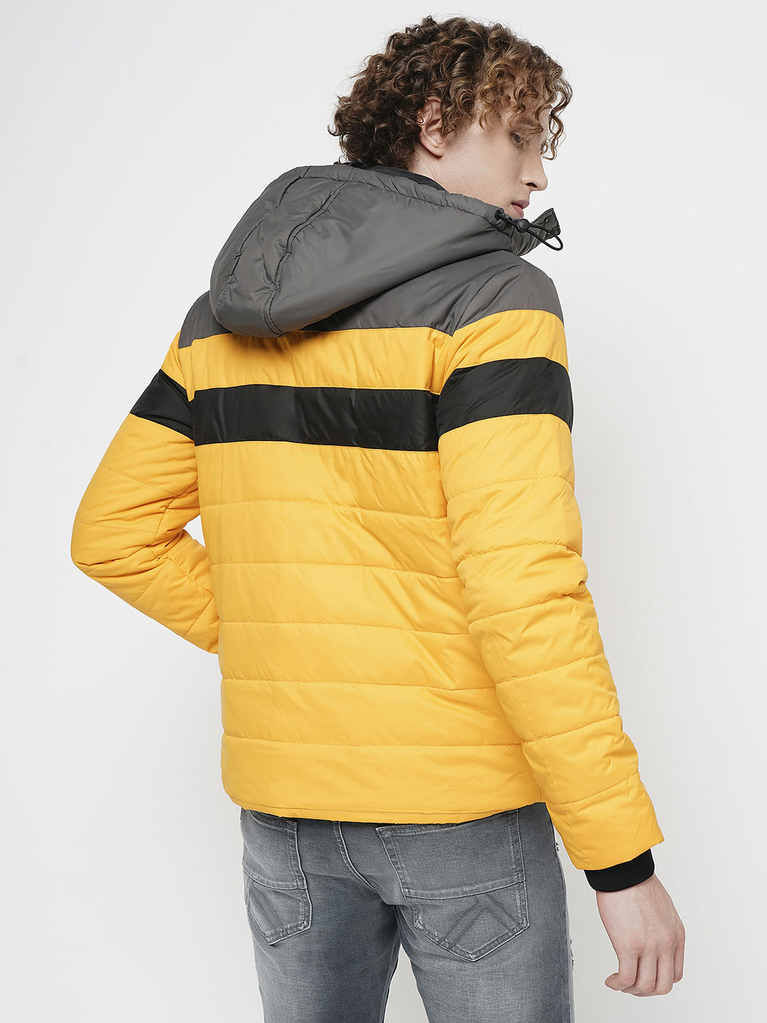 PRODUKT by JACK&JONES Yellow Colourblocked Hooded Puffer Jacket